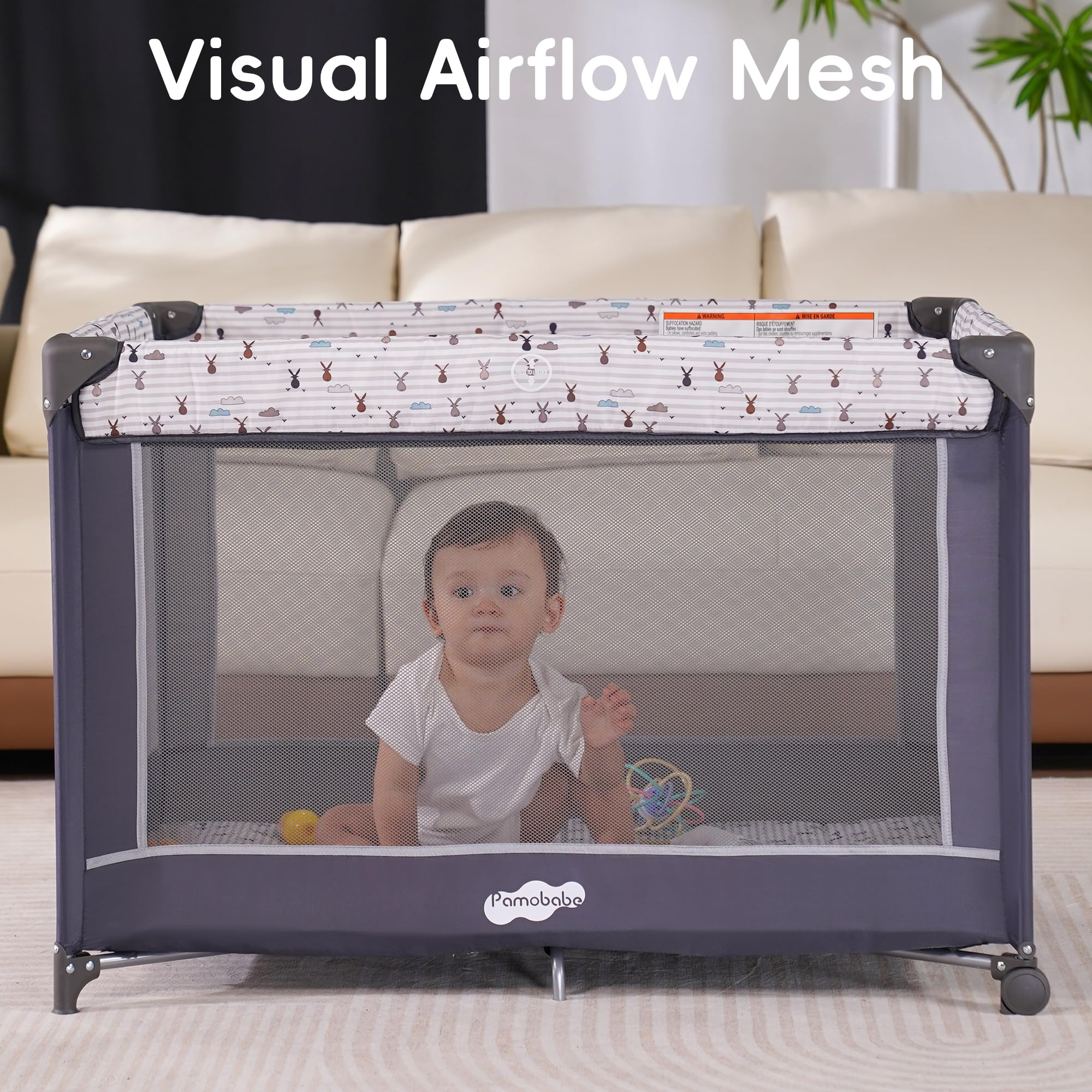 Portable Playard with Bassinet and Padded Mat