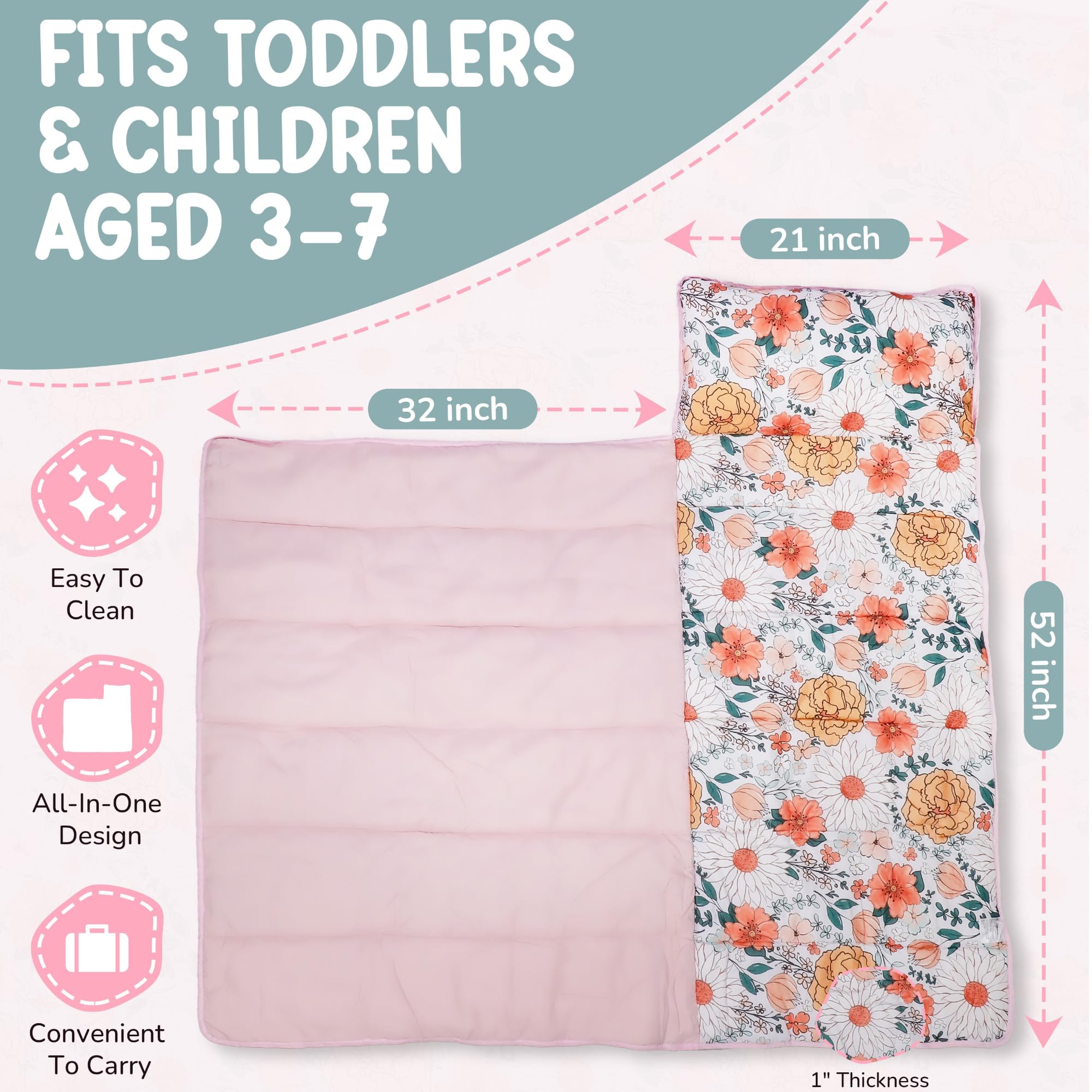 Toddler Nap Mat with Pillow and Blanket