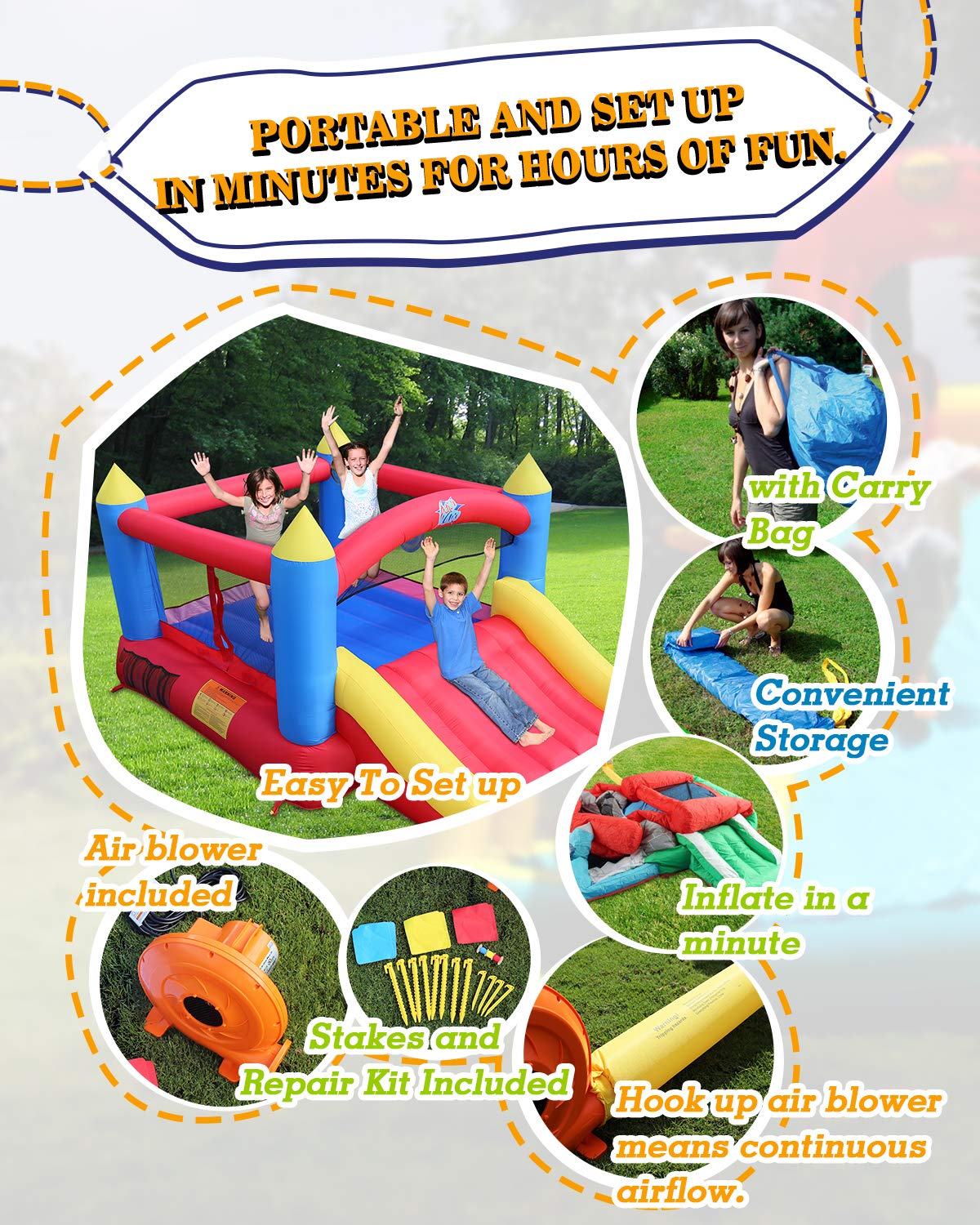 Kids Inflatable Bounce House with Slide