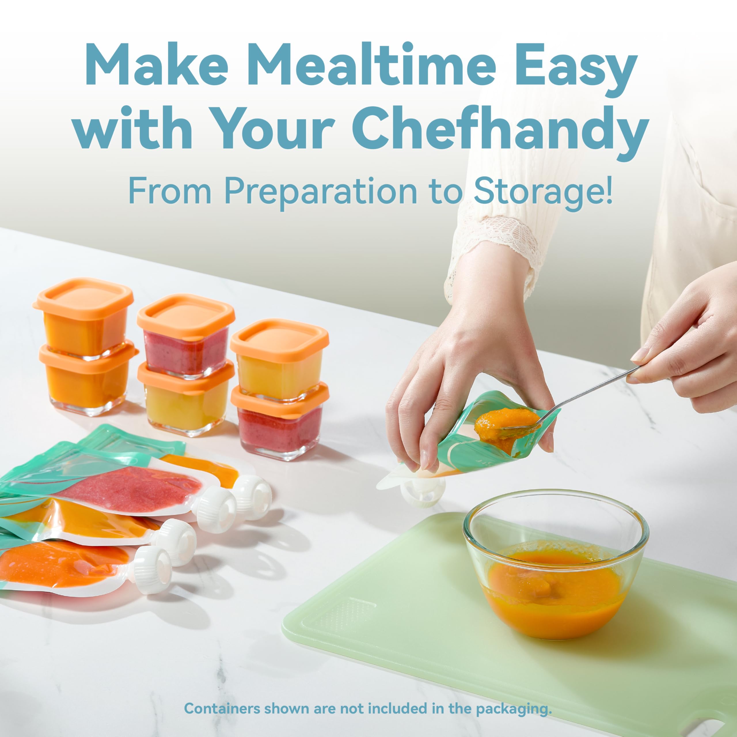 Chefhandy 5-in-1 Baby Food Maker with Steam Basket & Touch Screen | Baby Food Processor and Steamer | Auto Steam, Blend, Milk Warmer | Baby Steamer & Blender for Healthy Homemade(White Blue)