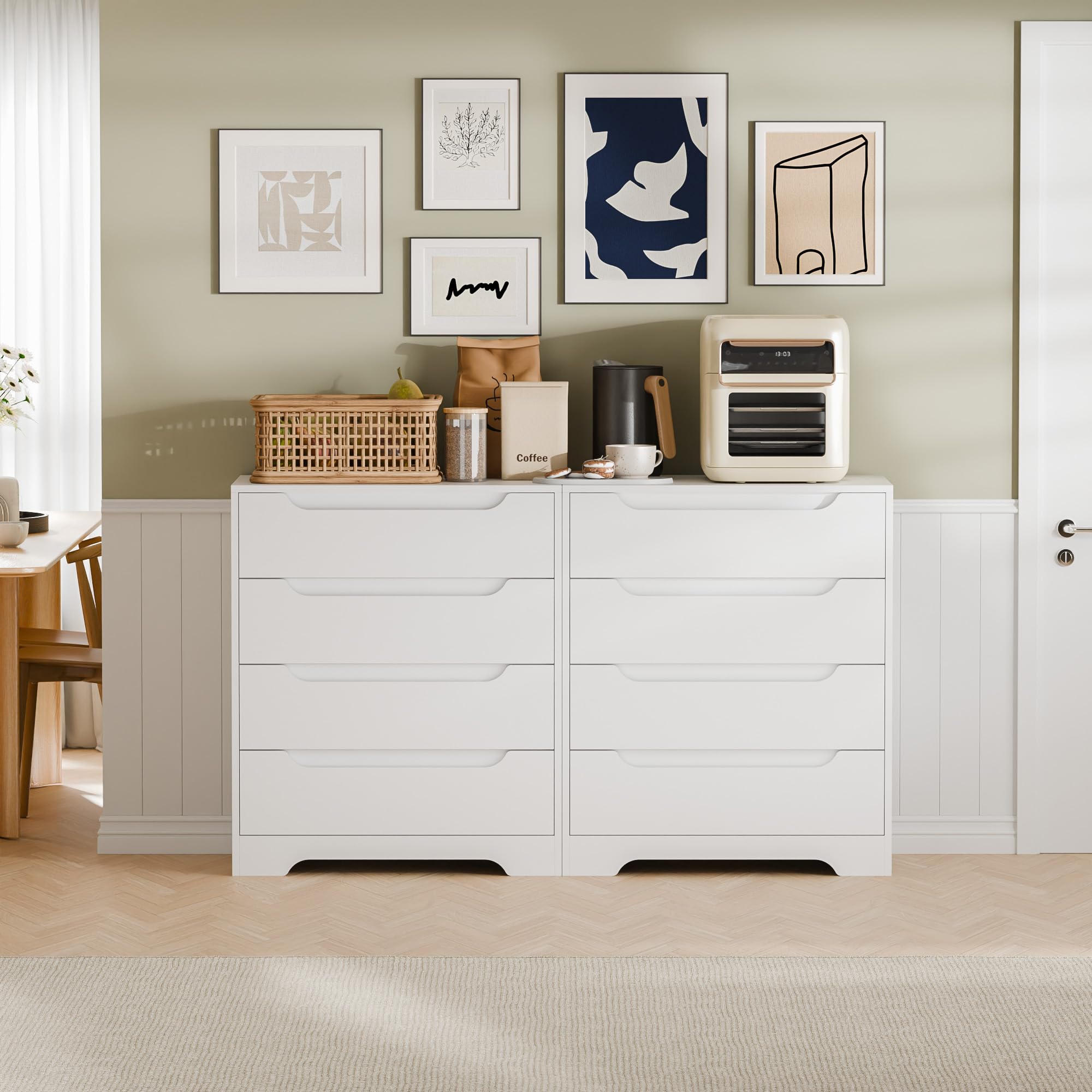 Modern 4 Drawers Dresser Storage Organizer, Wood Dressers