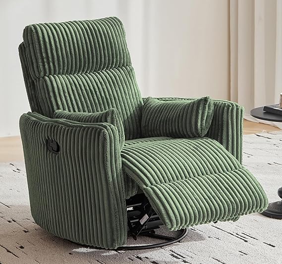 Swivel Recliner Chair: Corduroy Rocking Chair Nursery Glider