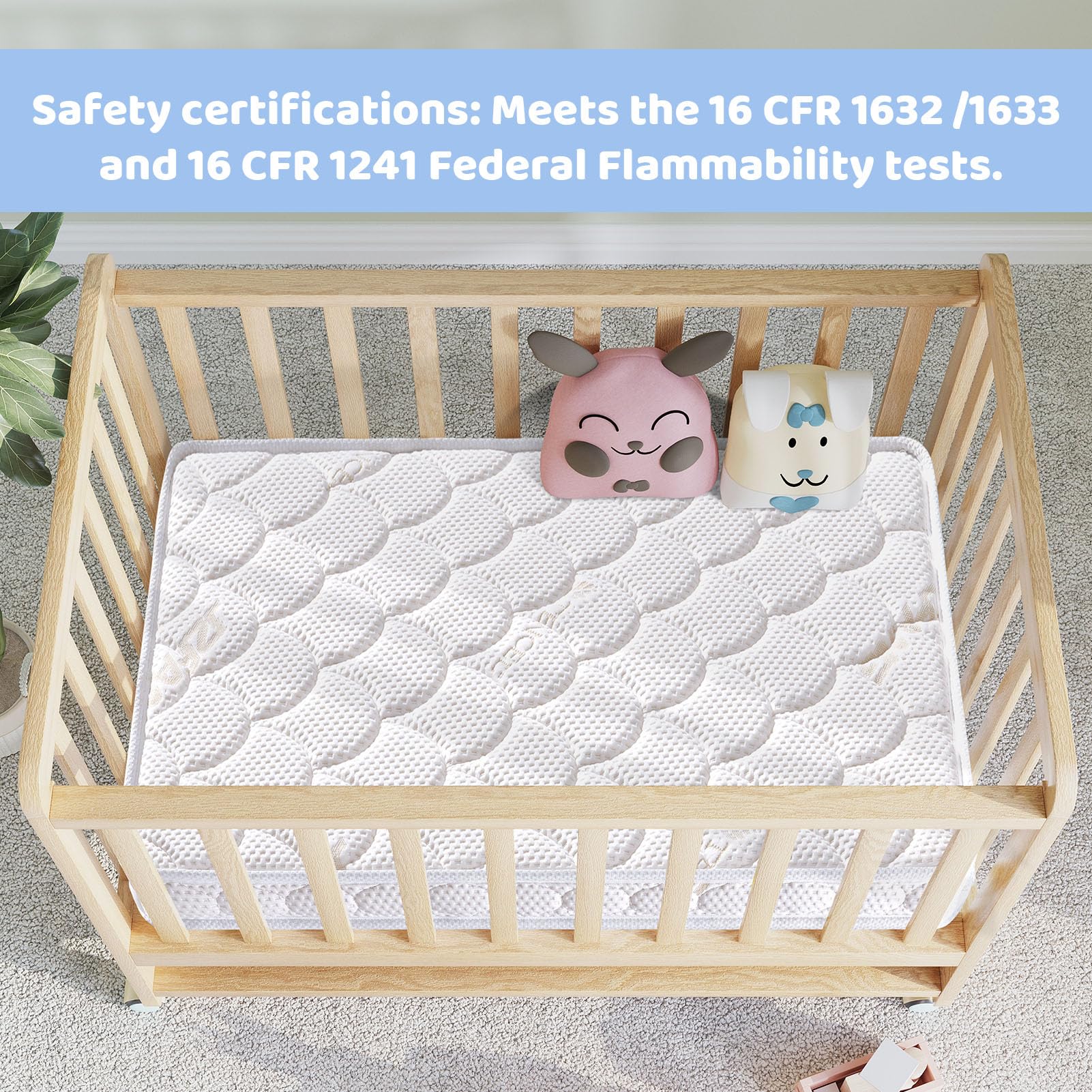 Mini Crib Mattress Dual Sided Firm Support Breathable Foam