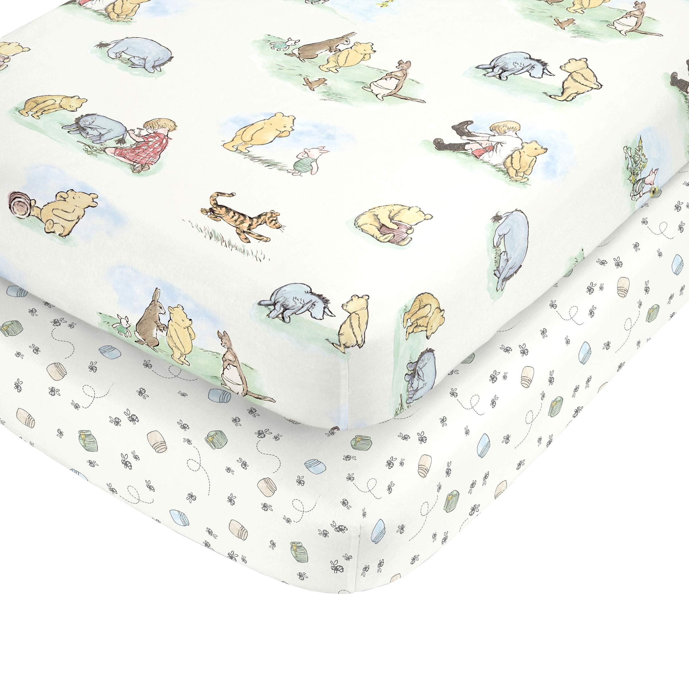 Winnie The Pooh Classic Pooh Ivory, Blue, Sage, Tan Storybook 6 Piece Nursery
