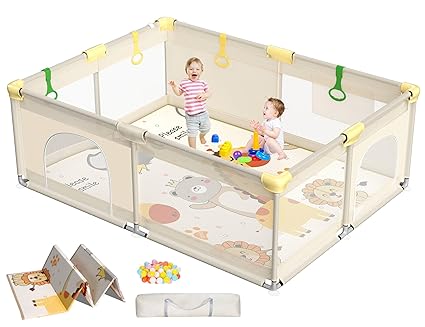 Baby Playpen with Mat, 71" × 59" Extra Large Playpen for Toddler