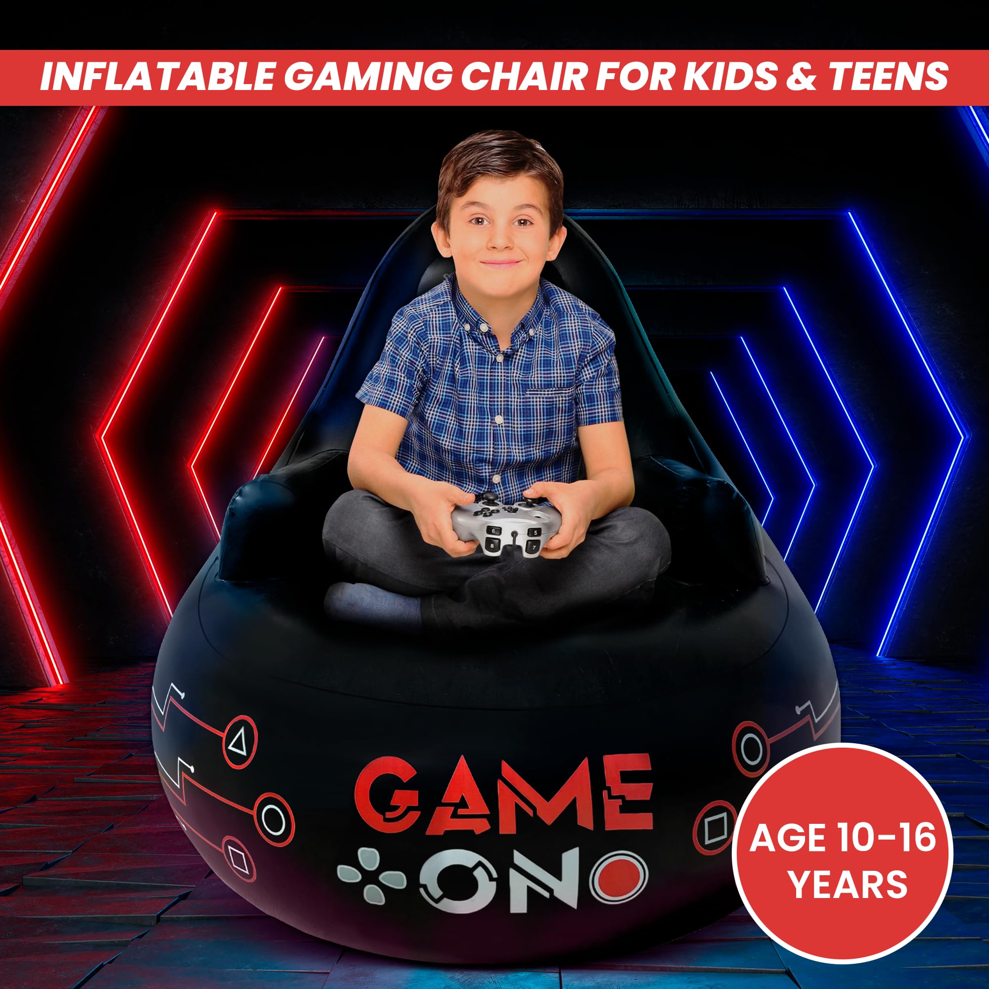 Inflatable Gaming Chair with Cup Holder and Side Pocket