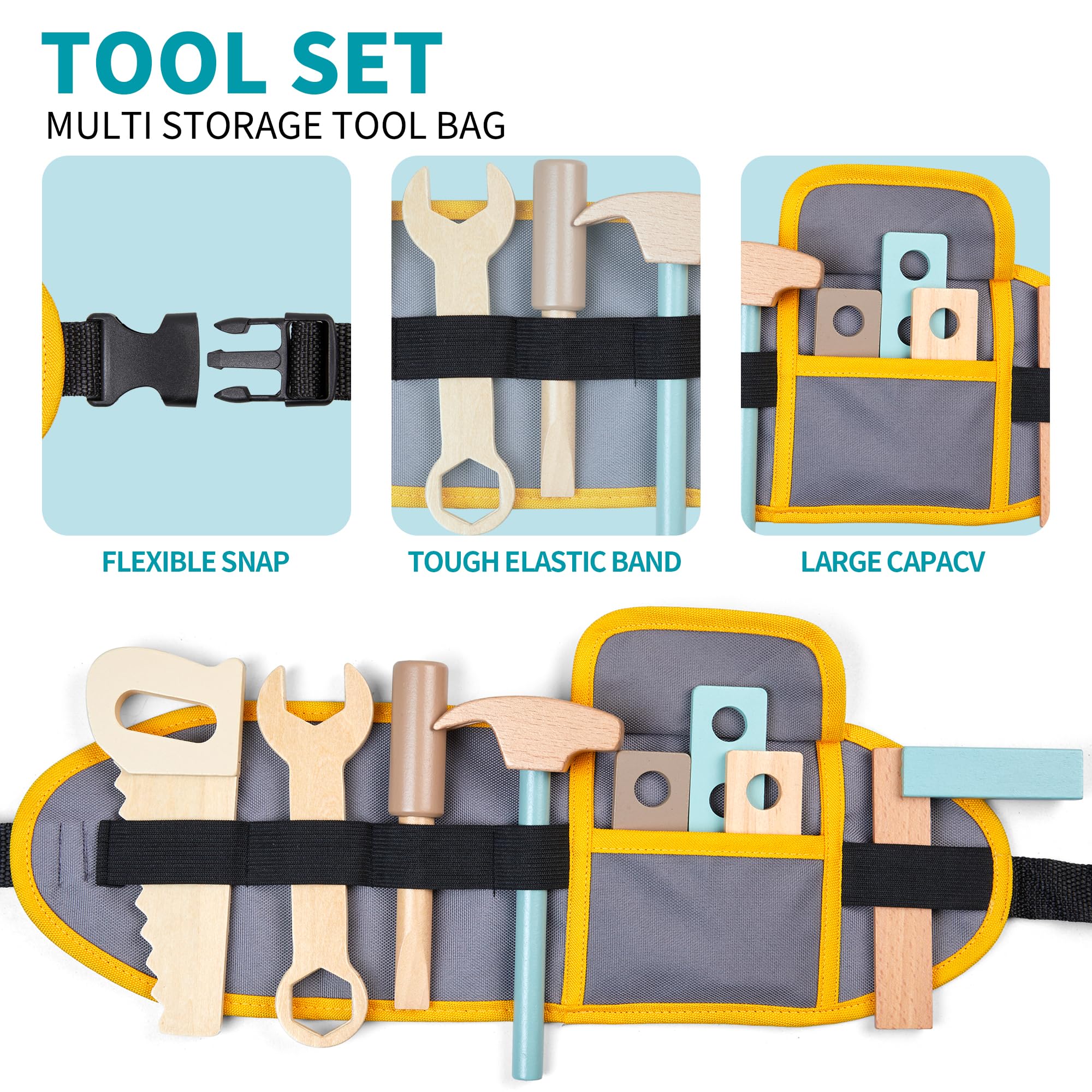 Wooden Kids Tool Bench with Construction Play Set