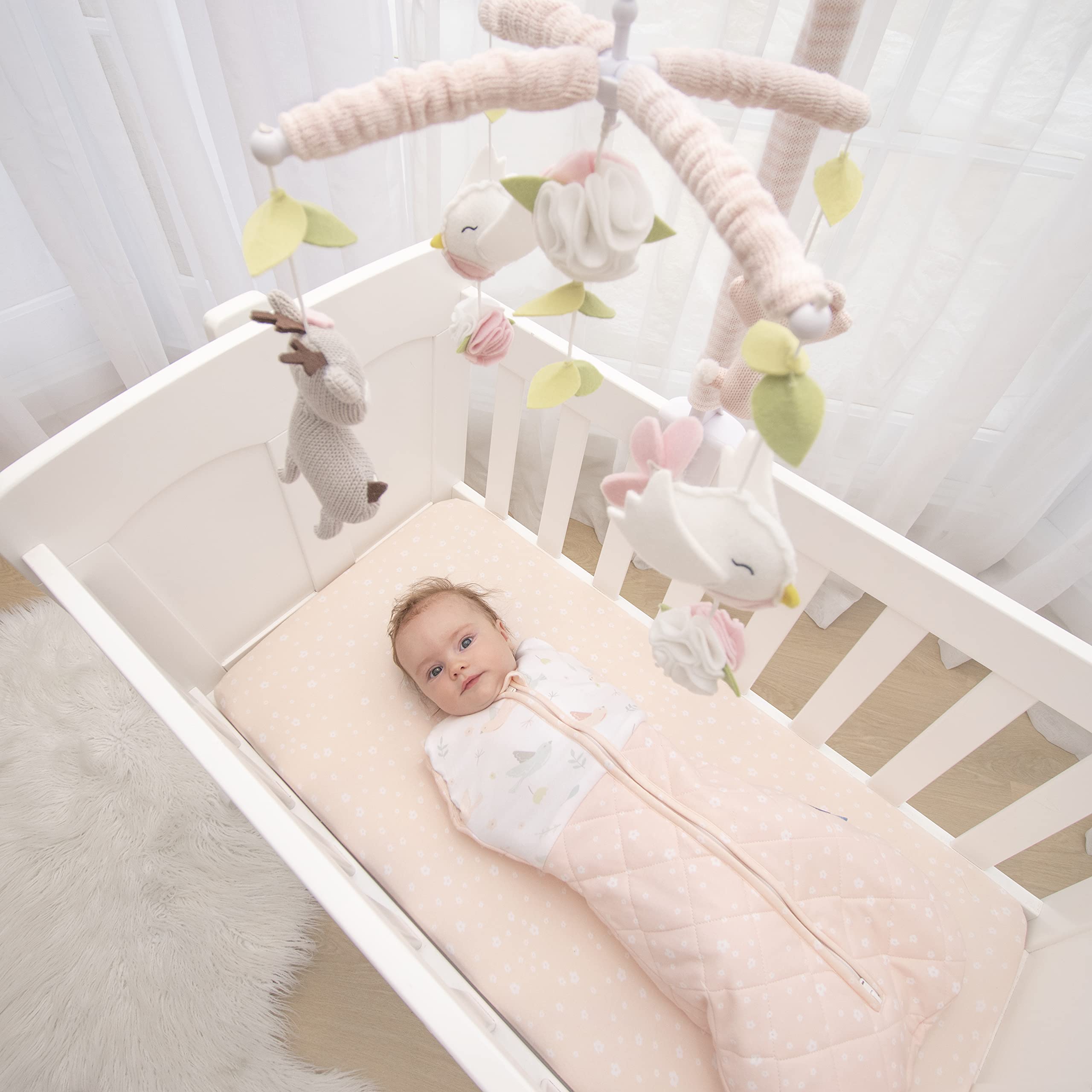 Baby Musical Mobile - Ava Birds | Crib Toy, Knitted Woodland Characters
