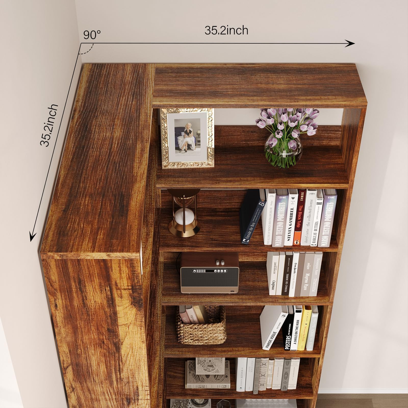 6-Tier Corner Bookshelf with LED Lights