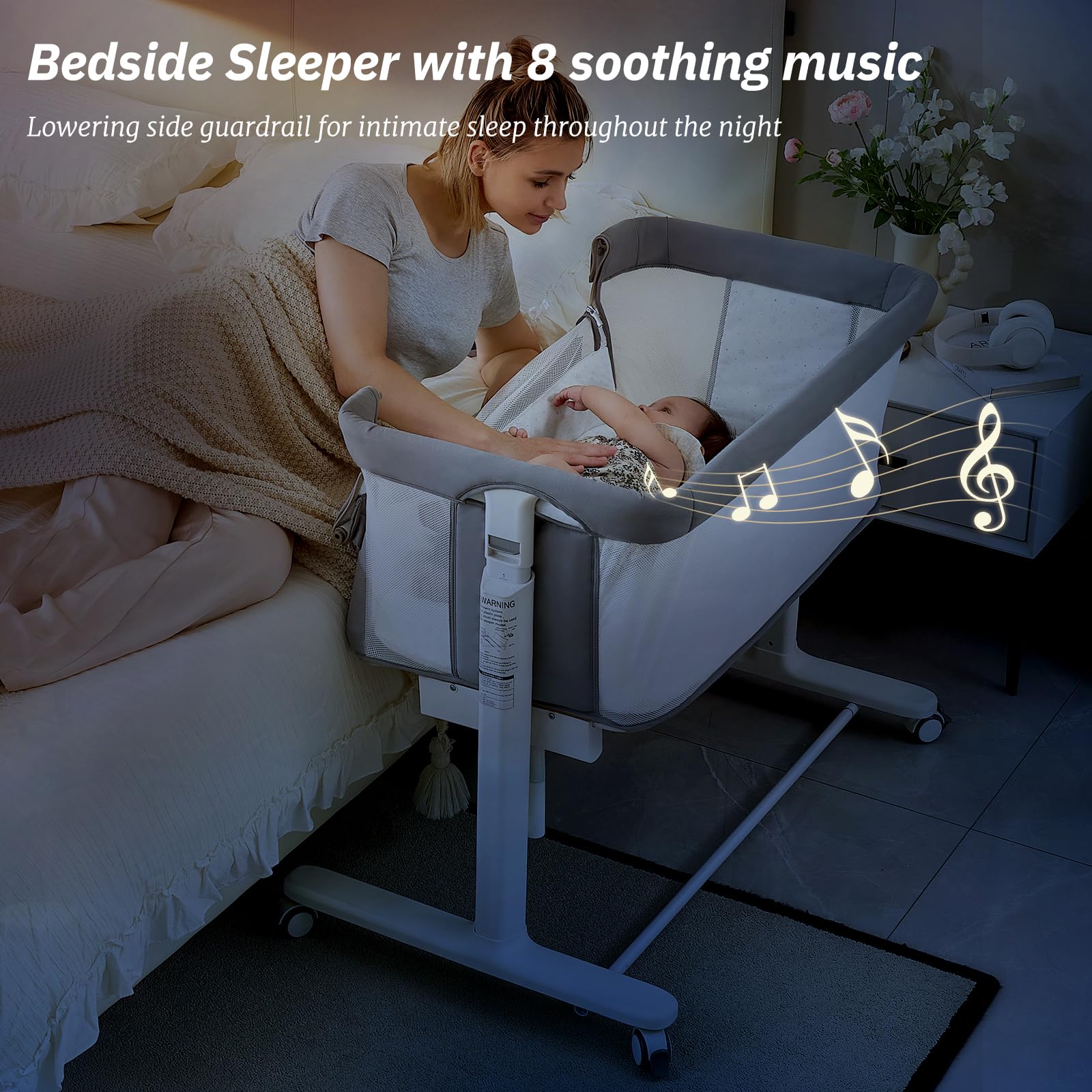 Electric Rocking Bassinet with Mesh Sides