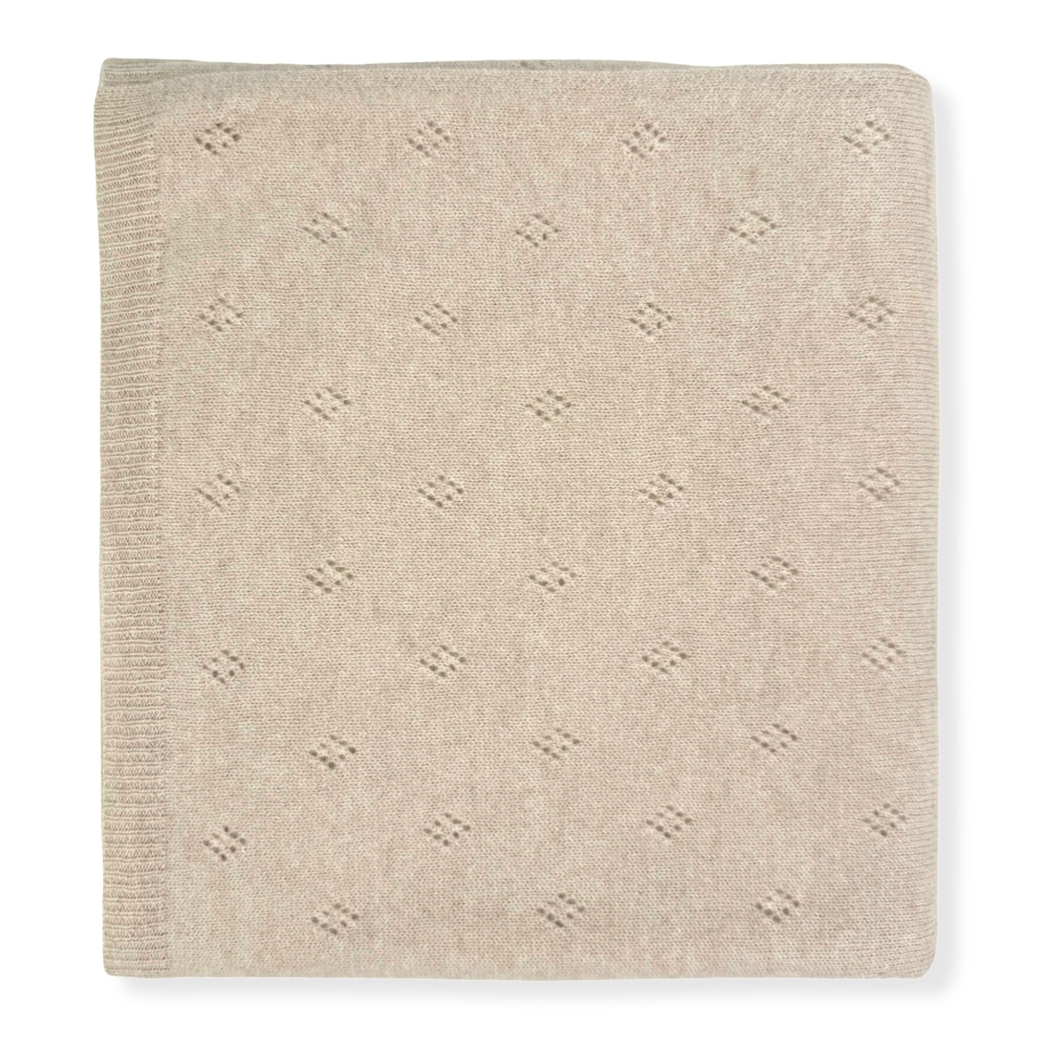 100% Cashmere Baby Blanket Pointelle Design Brown Sugar 32x40