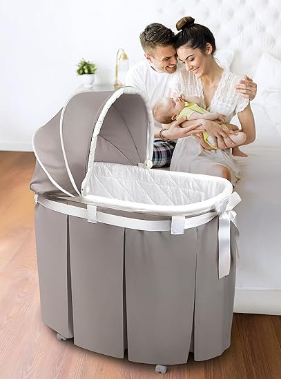 Wishes Rocking Baby Bassinet Heirloom Quality Bedside Sleeper with Bedding