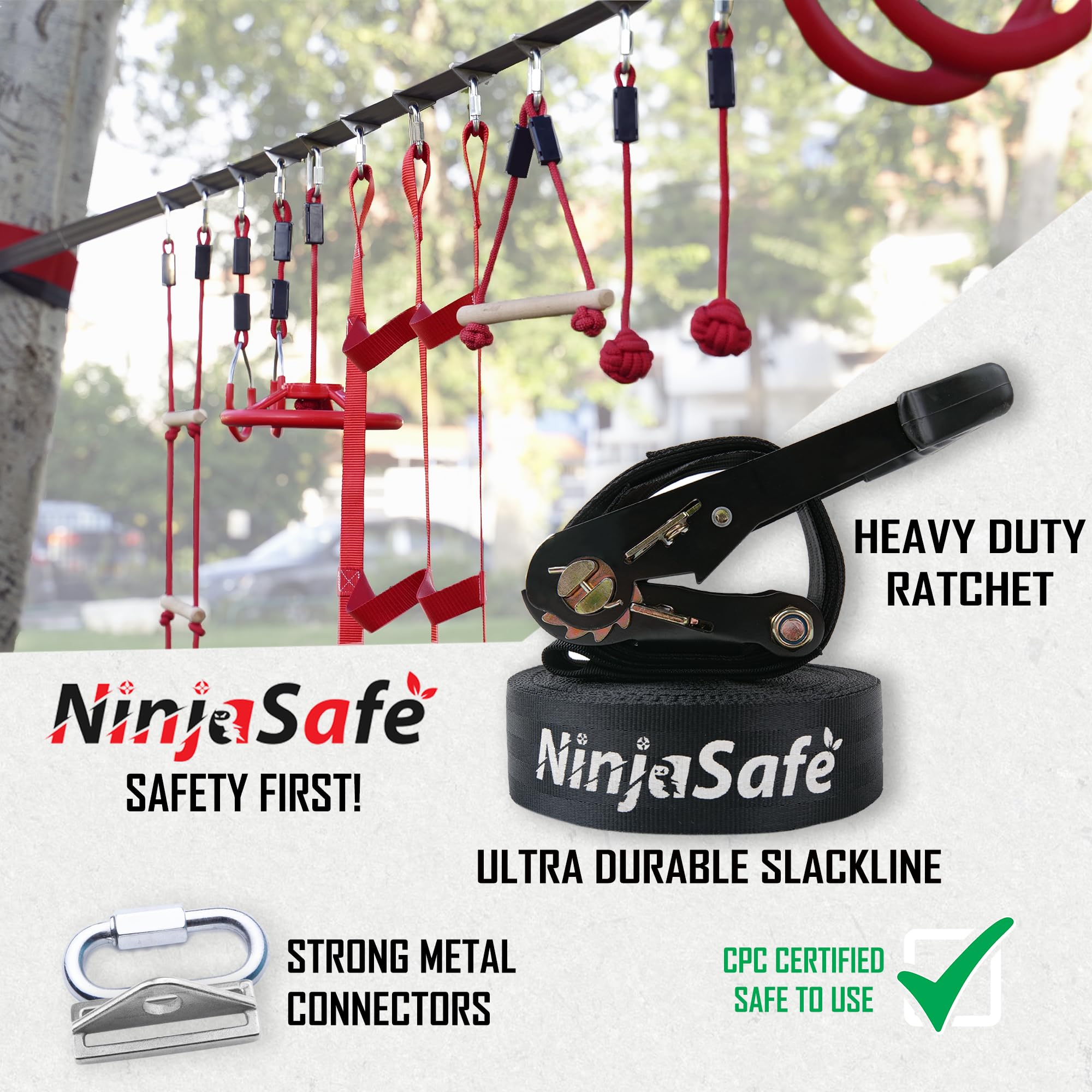 Kids Outdoor Ninja Obstacle Course with Slackline