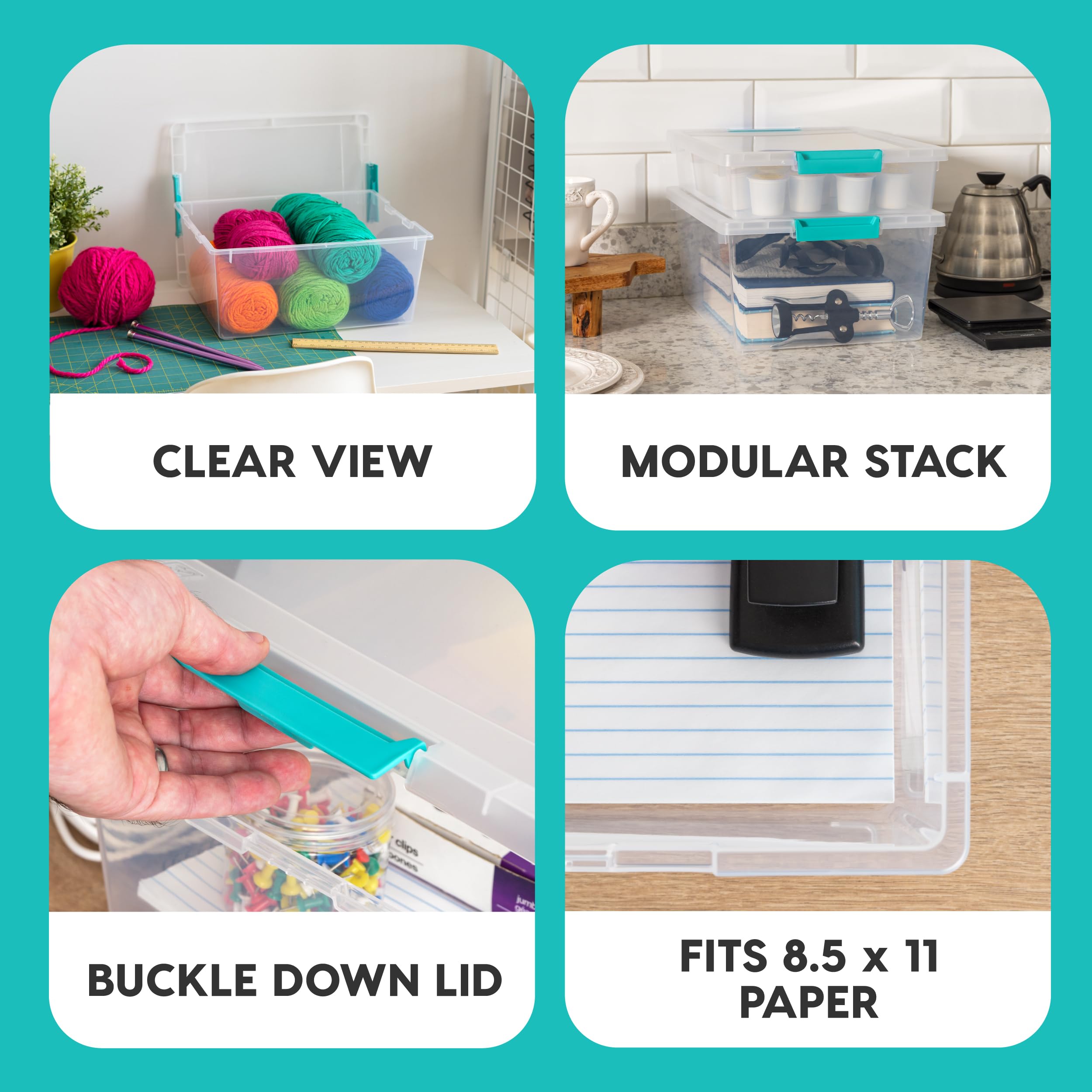 12 Qt Clear Plastic Storage Bins with Lids 4-Pack