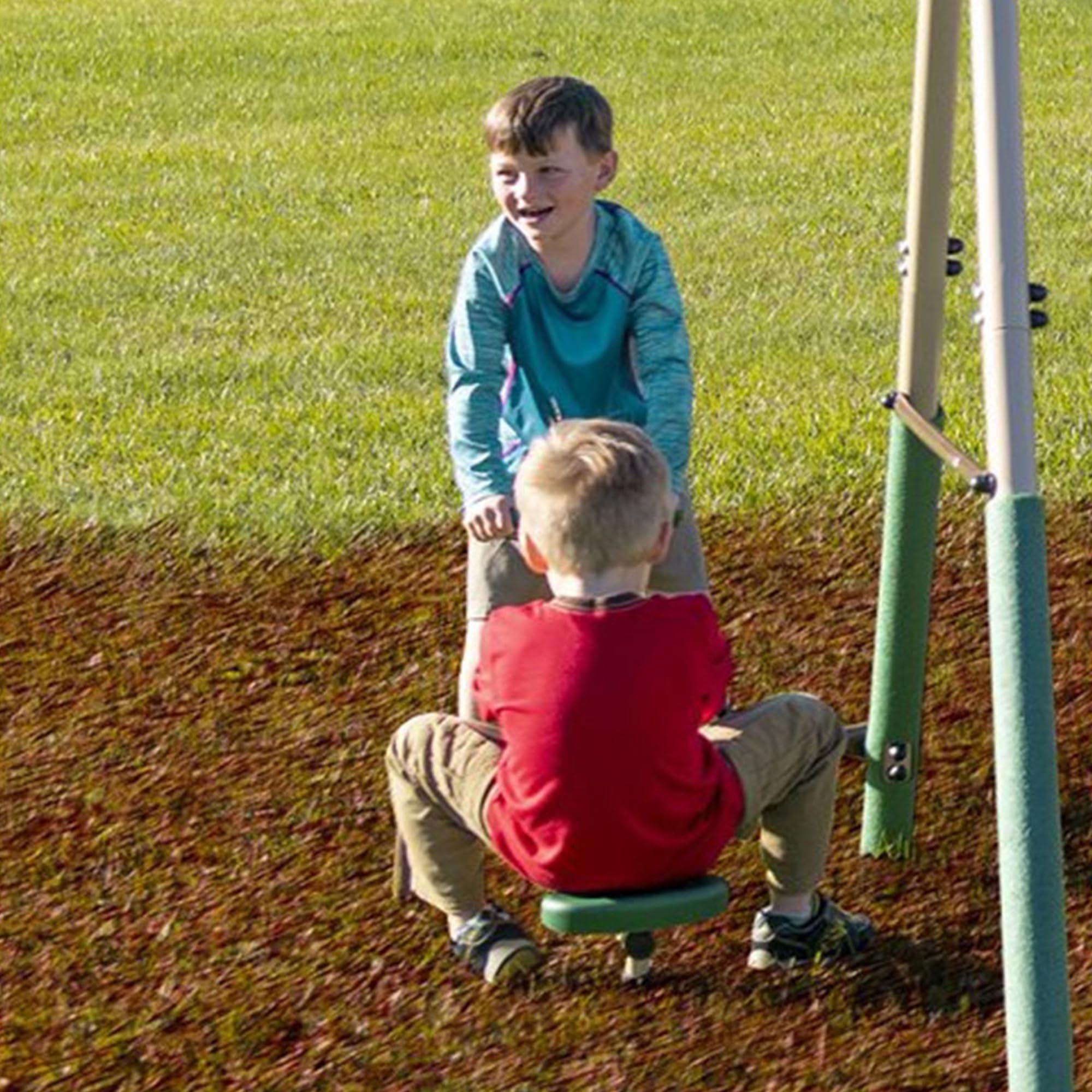 Metal Outdoor Swing Set with Slide Glider Seesaw