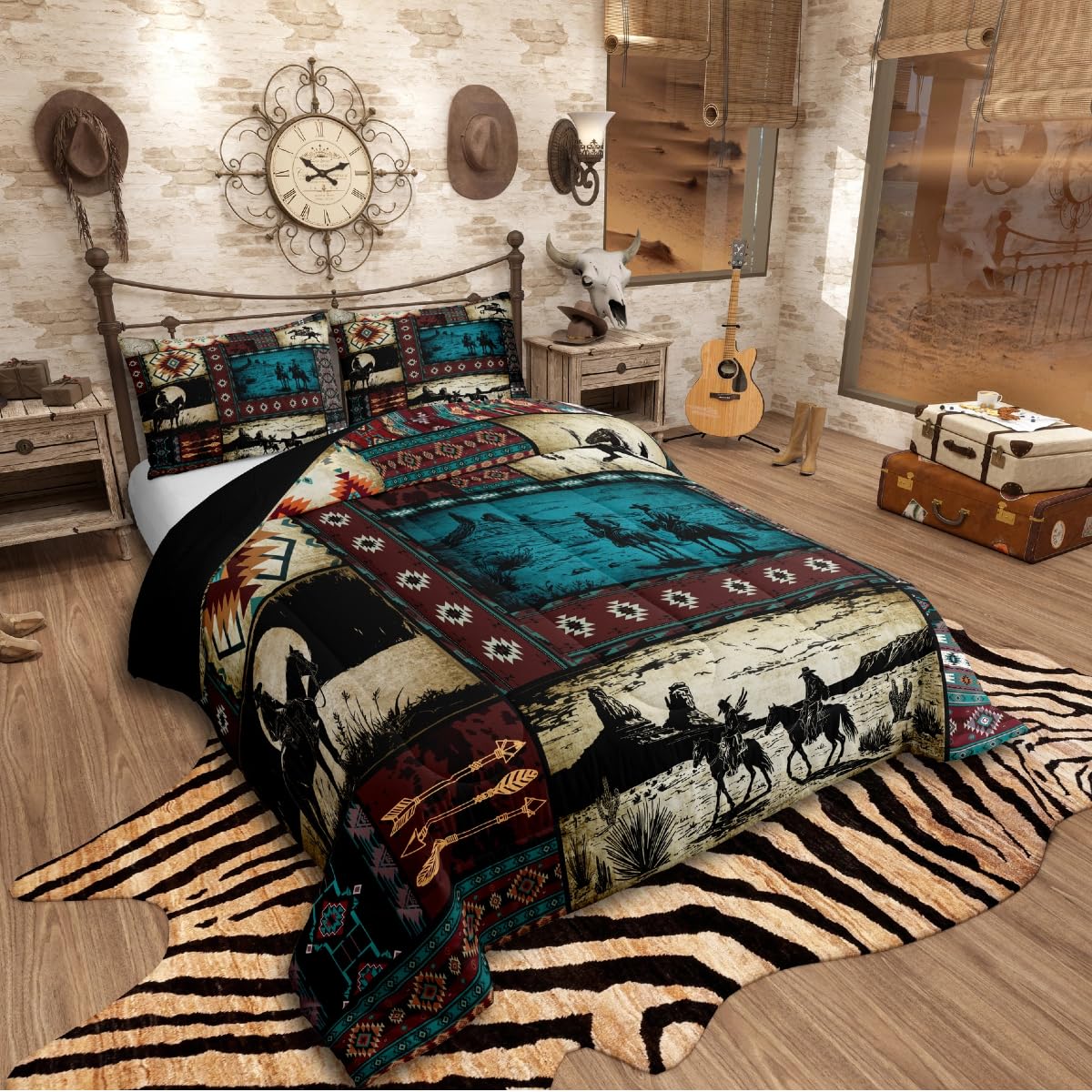 10 Pcs Cowboy Comforter Set King Size & Bed in a Bag King Size