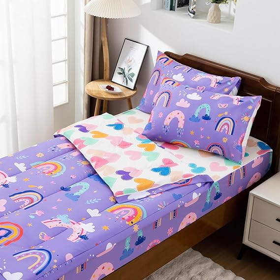 Rainbow Flowers Theme Durable Zipper Bedding for Kids Boys Girls
