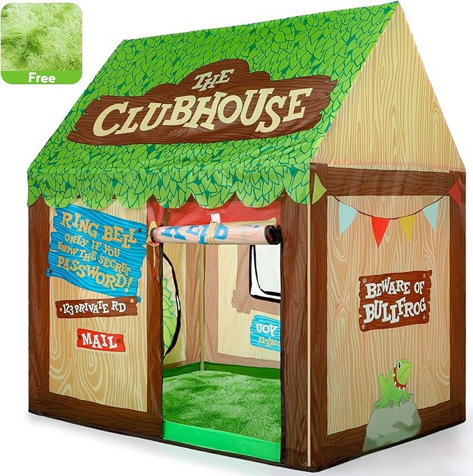 Kids Play Tent Indoor: Clubhouse Tent for Kids with Roll-up Door and Windows