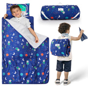 Nap Mat with Pillow and Blanket, Soft Sleeping Bag for Kids Boys and Girls