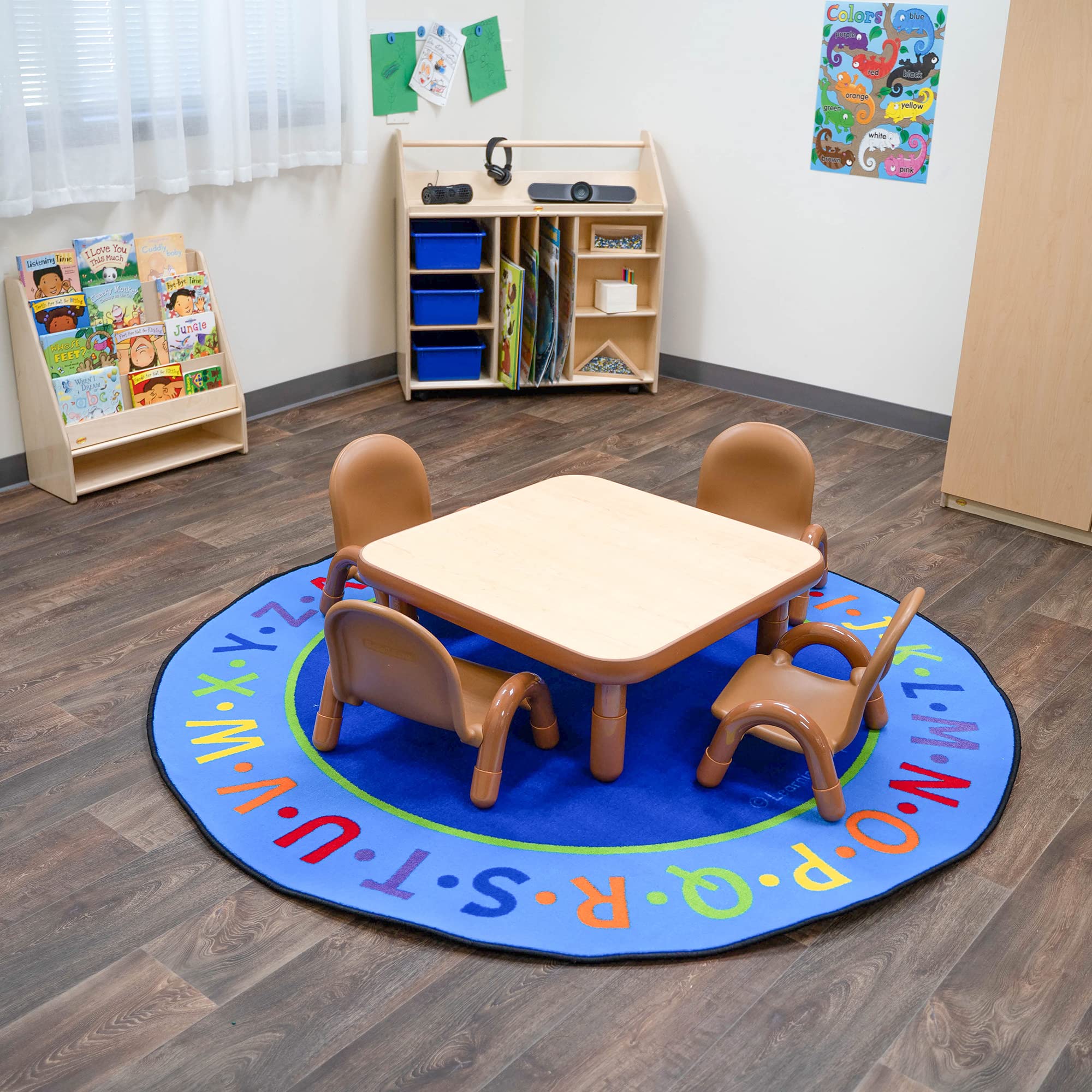 Baseline Toddler Square Table and Chairs Set, Natural Wood – Includes One 30”, 12