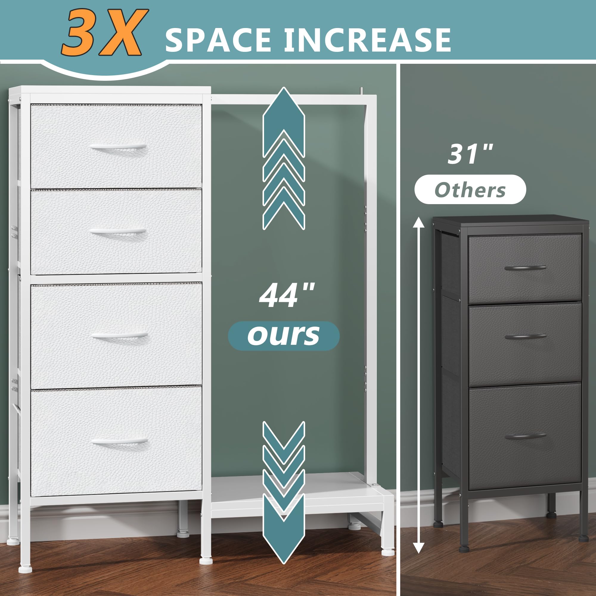 4-Drawer Dresser with Hanging Rack for Bedroom