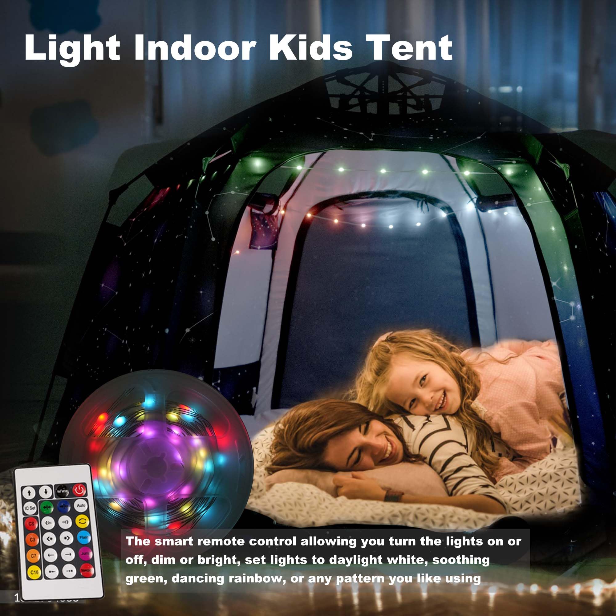 Hexagon Kids Play Tent with LED Lights