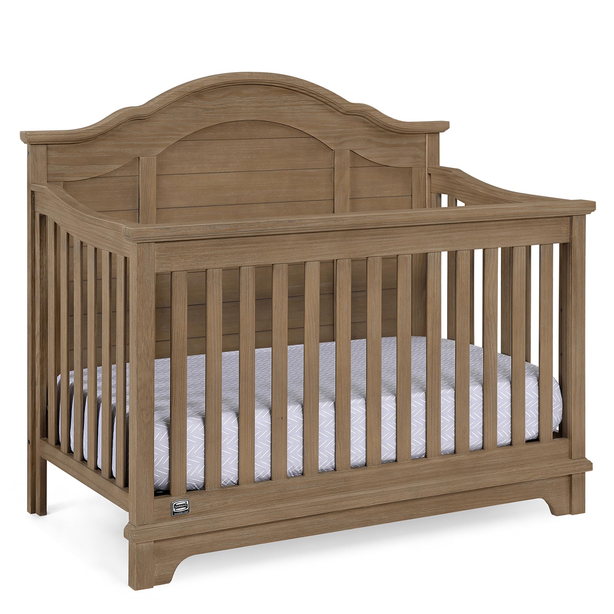 Simmons Kids Asher 6-in-1 Convertible Crib with Toddler Rail, Aged Oak