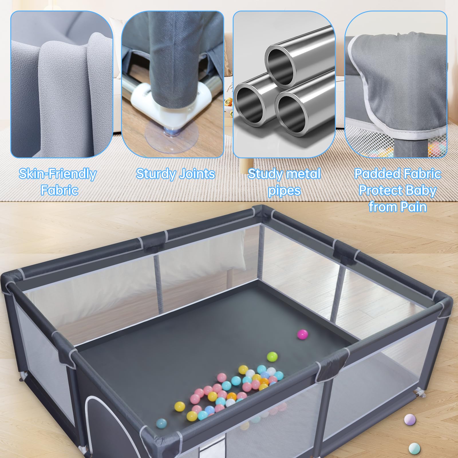 Baby Playpen 50x50 Inch Large Indoor Outdoor Play Yard