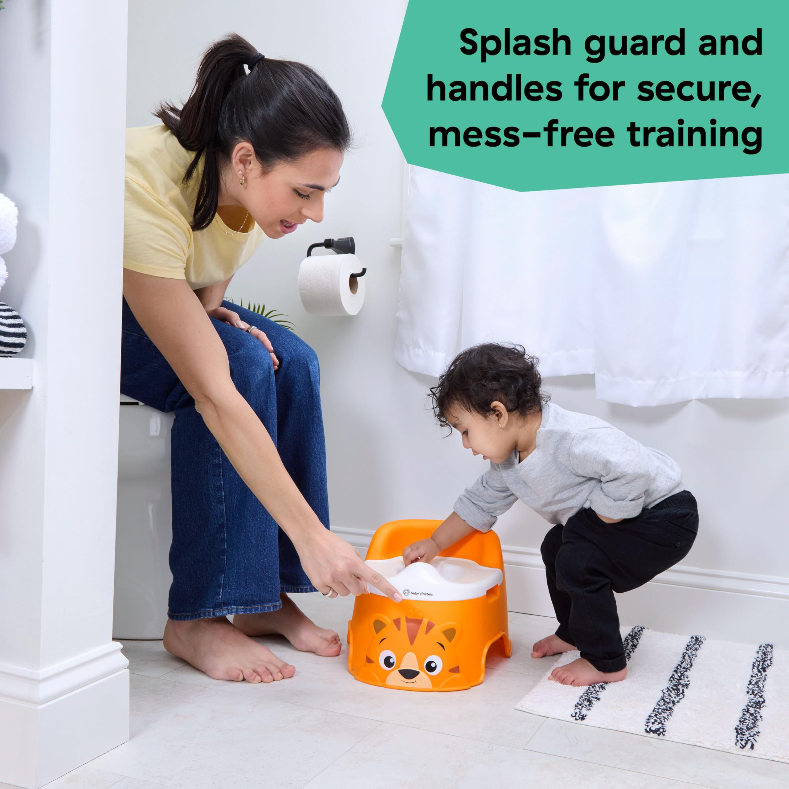 Baby Einstein Tinkle and Reveal Tiger Potty Training Toilet, Non-Skid Toddler Potty, Removable Bowl, Ages 18+ Months
