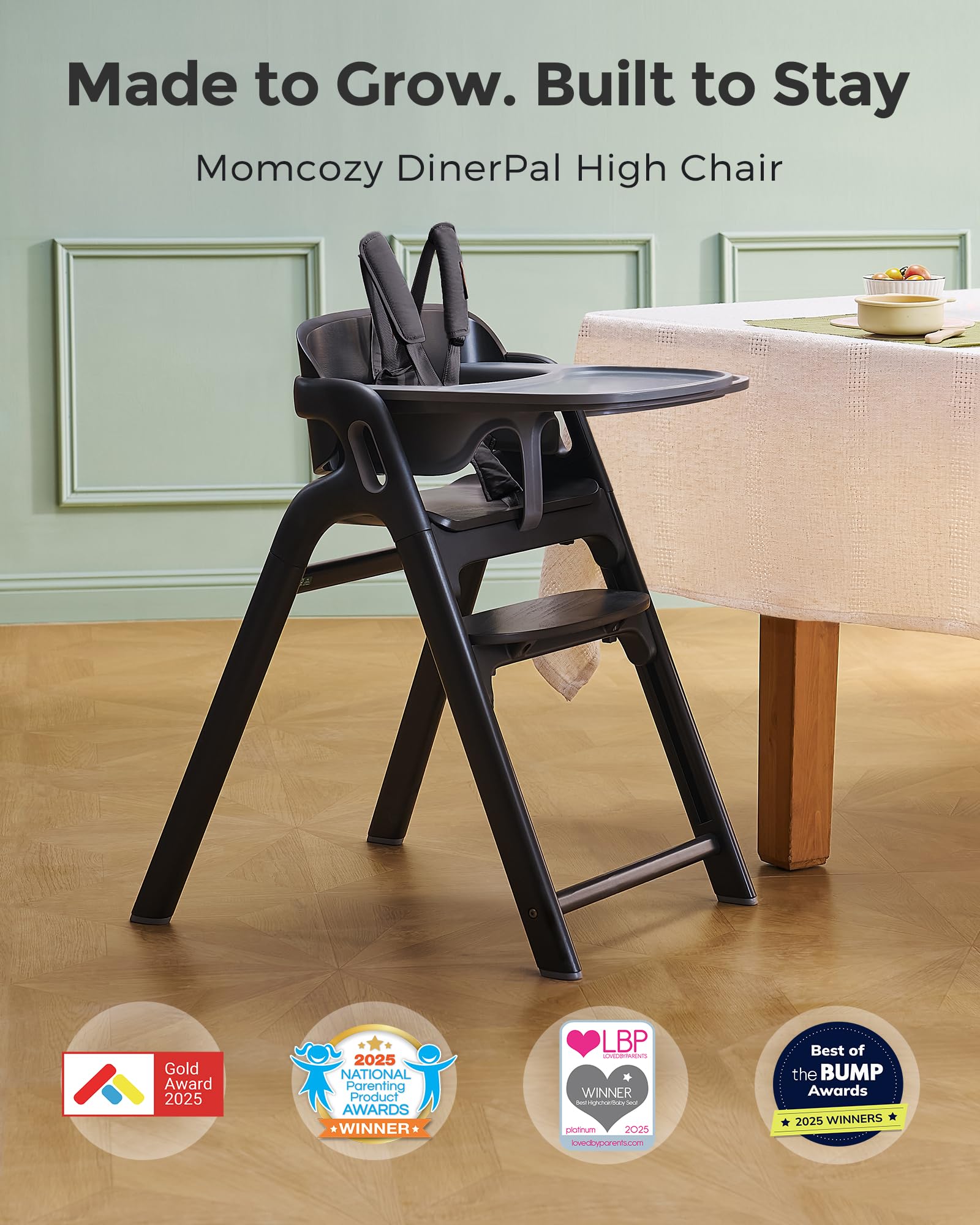 5-in-1 Convertible Wooden High Chair for Babies and Toddlers