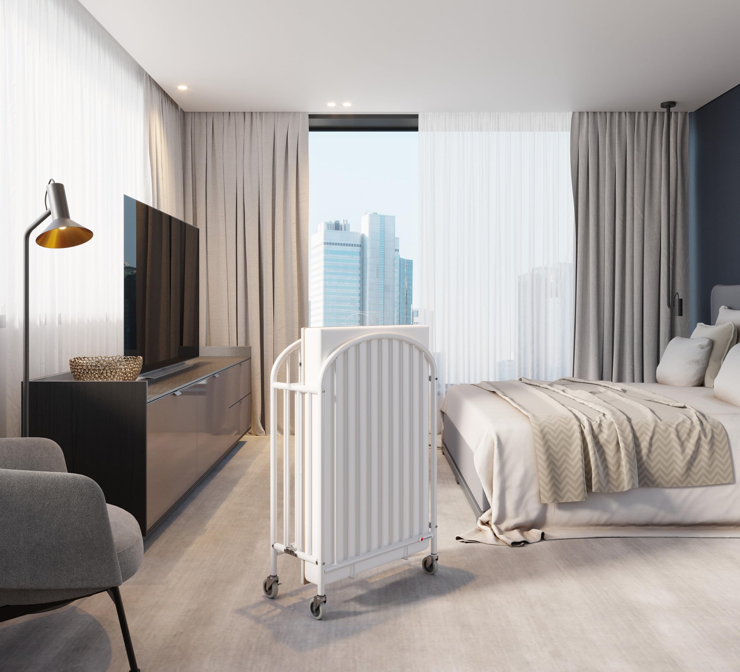 Pinnacle Folding Metal Baby Crib - Portable Hotel Crib