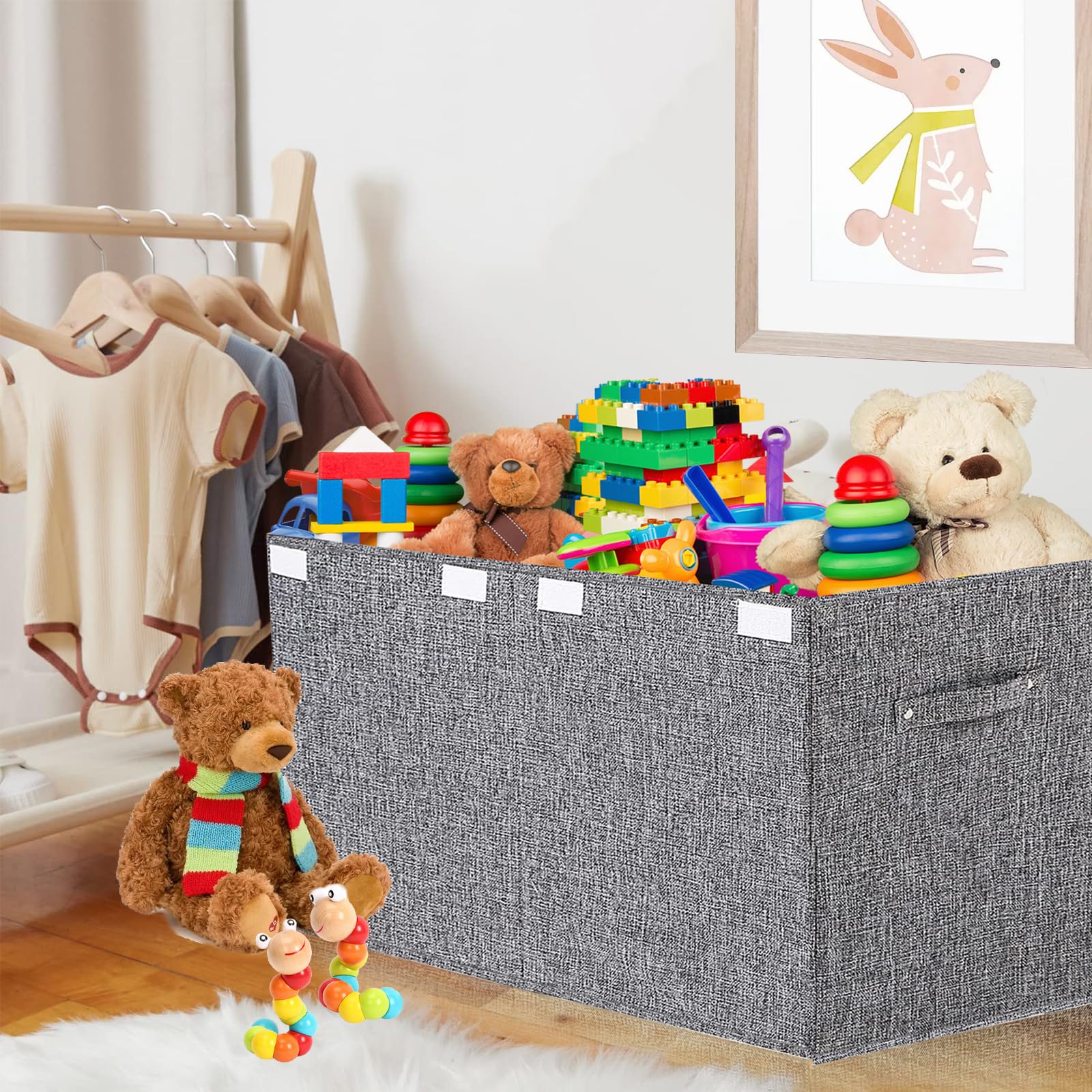 Collapsible Toy Storage Bin with Lid - Large Capacity