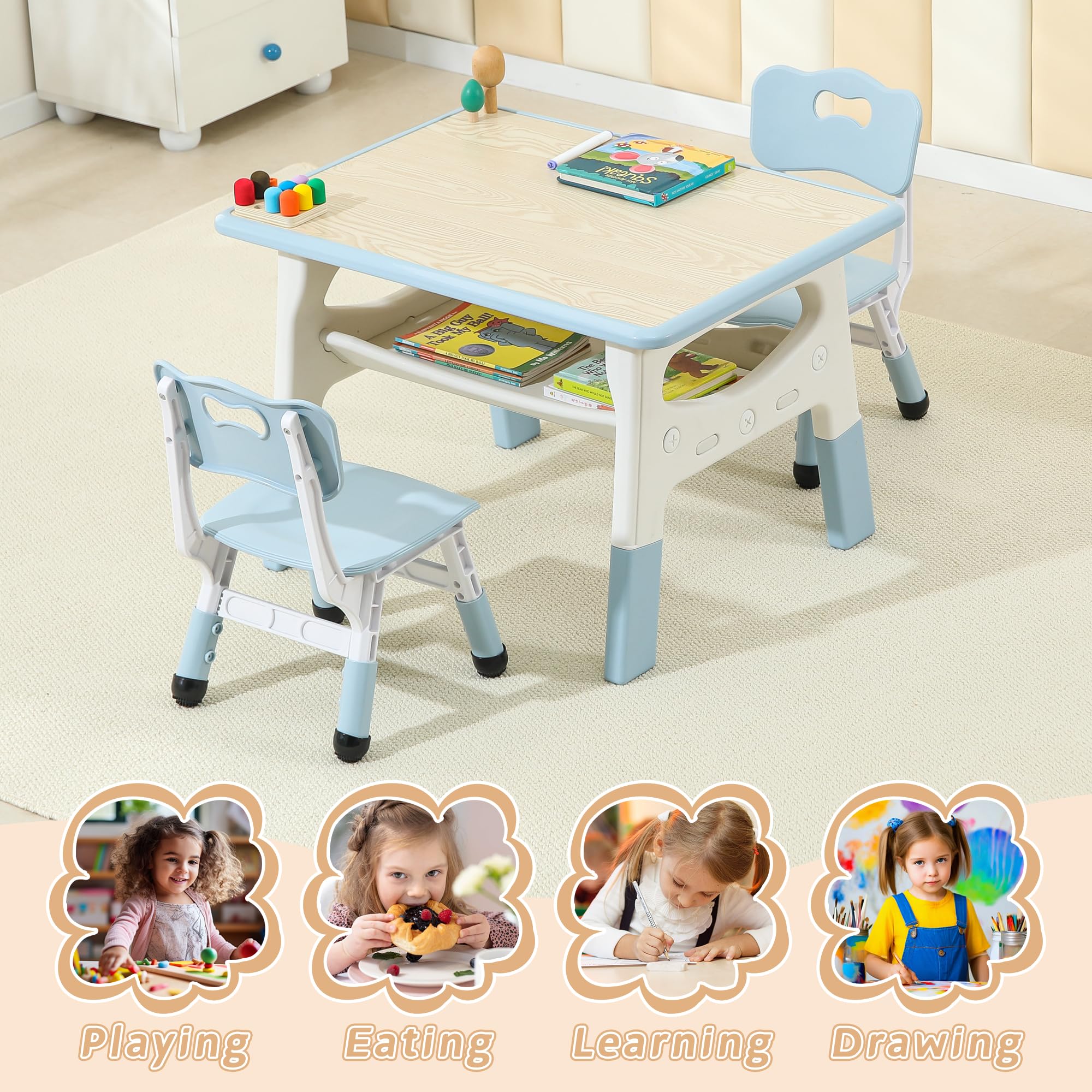 Height Adjustable Kids Table and Chair Set