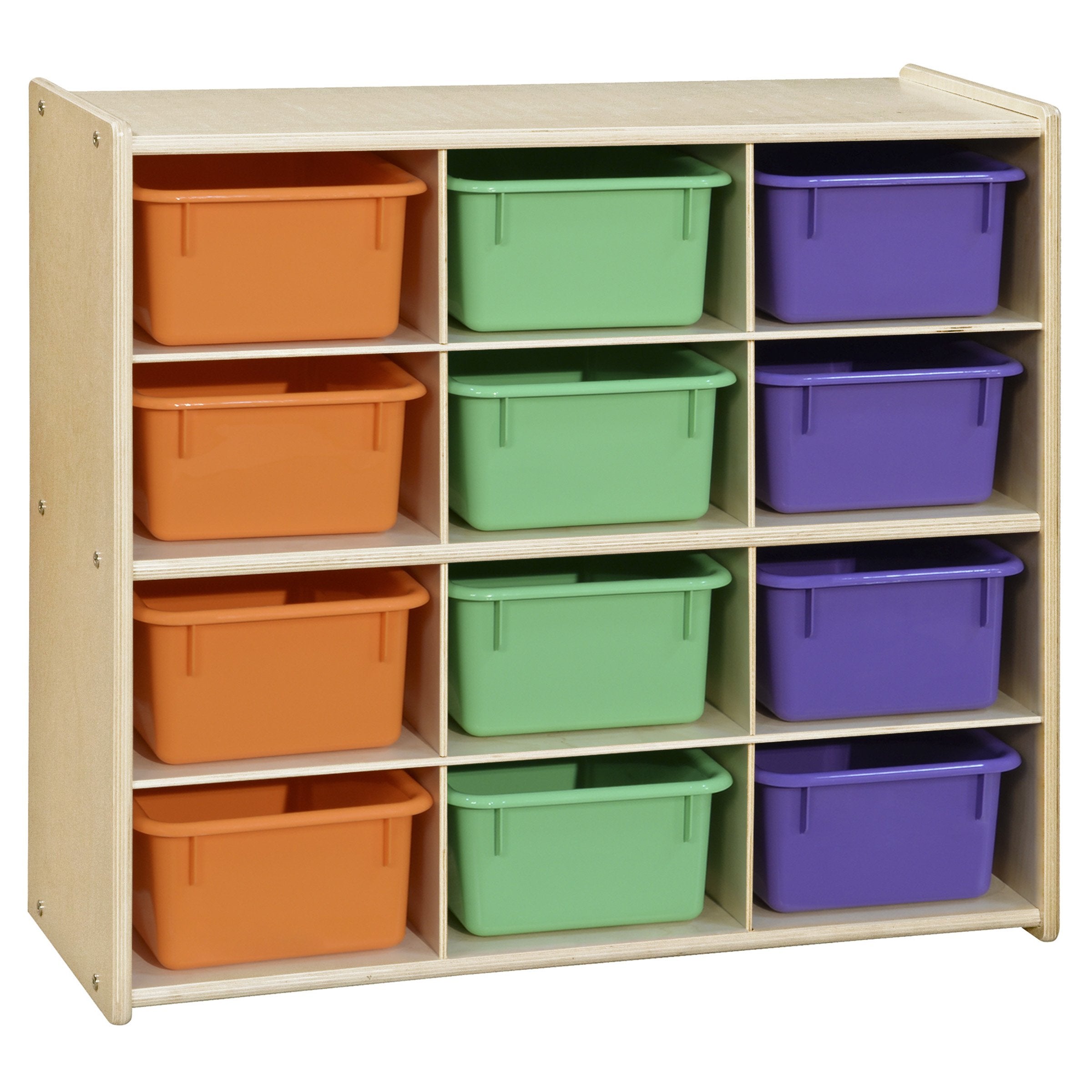 12-Section Birch Cubby Storage Unit - 3-Tier Classroom Organizer