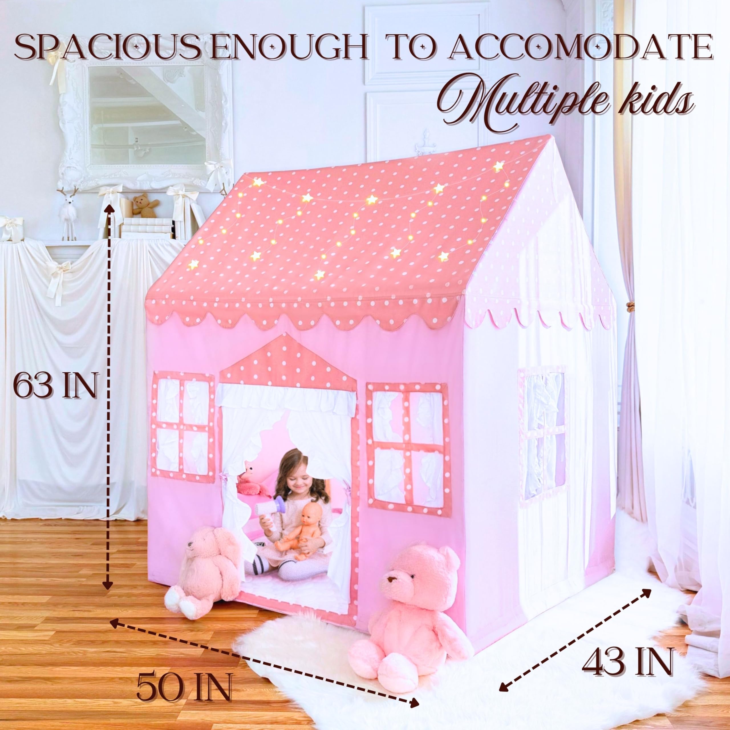 Kids Cotton Play Tent with Wooden Frame