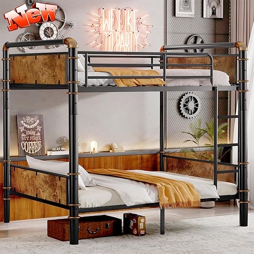 Reinforced Version & Stronger Convertible Steel Full XL Over Queen Size Bunk