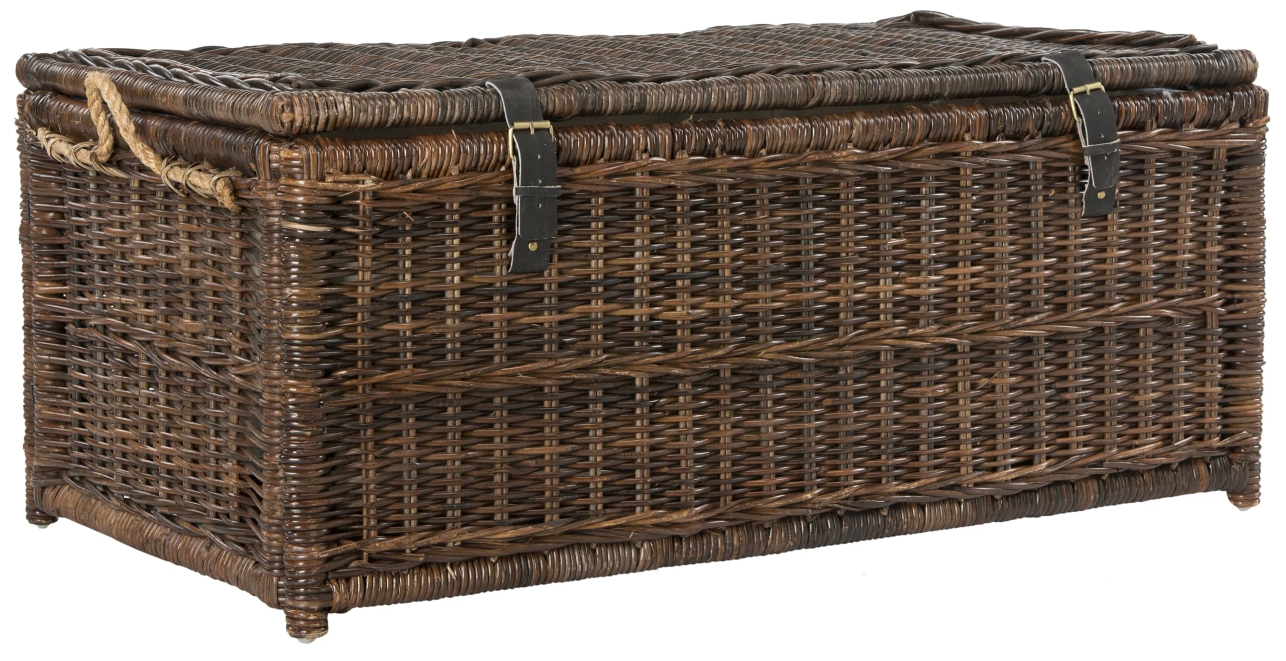 46" Wicker Storage Trunk Collapsible Brown Rattan