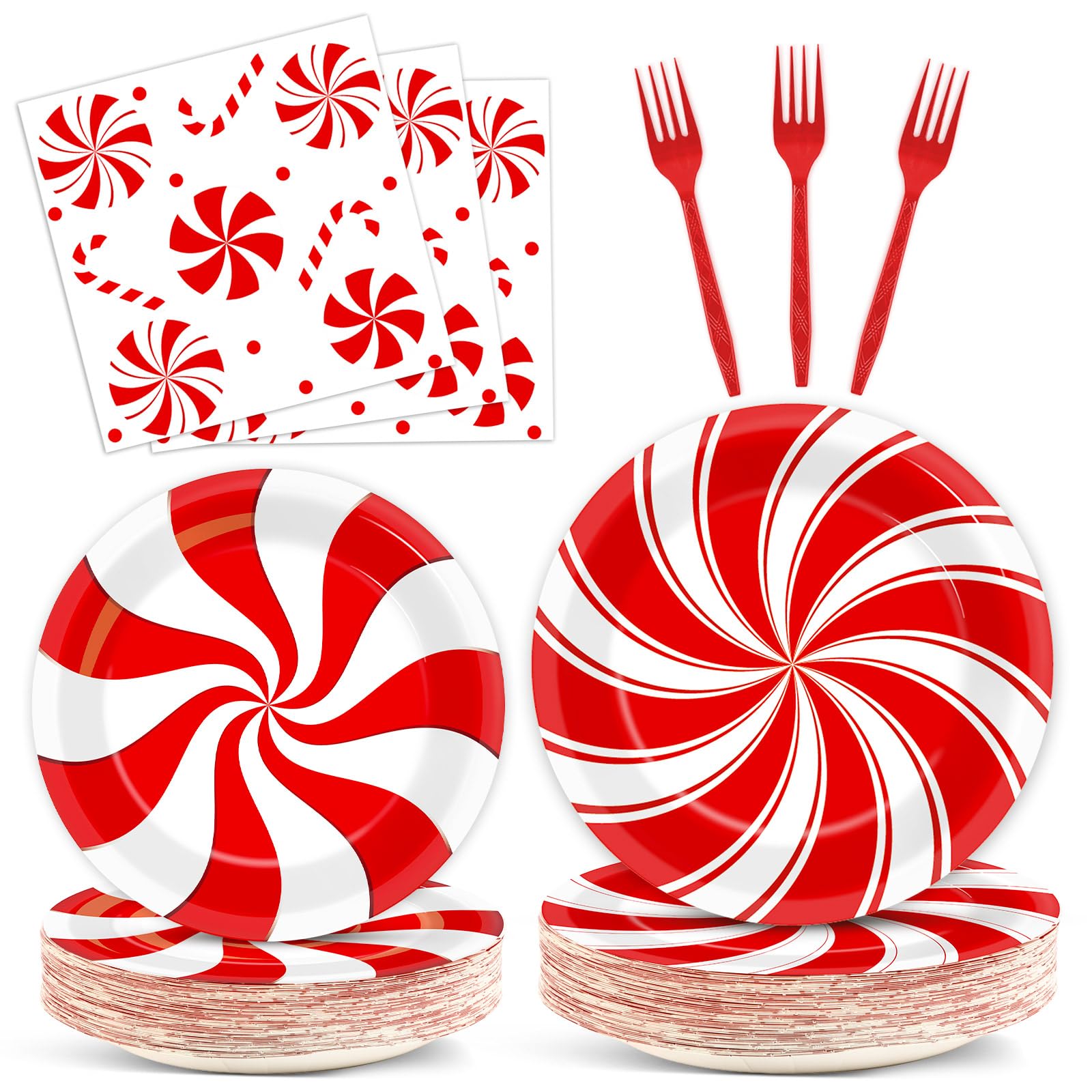 Christmas Peppermint Candy Paper Plates Party Supplies Tableware S