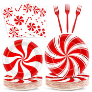 Christmas Peppermint Candy Paper Plates Party Supplies Tableware S