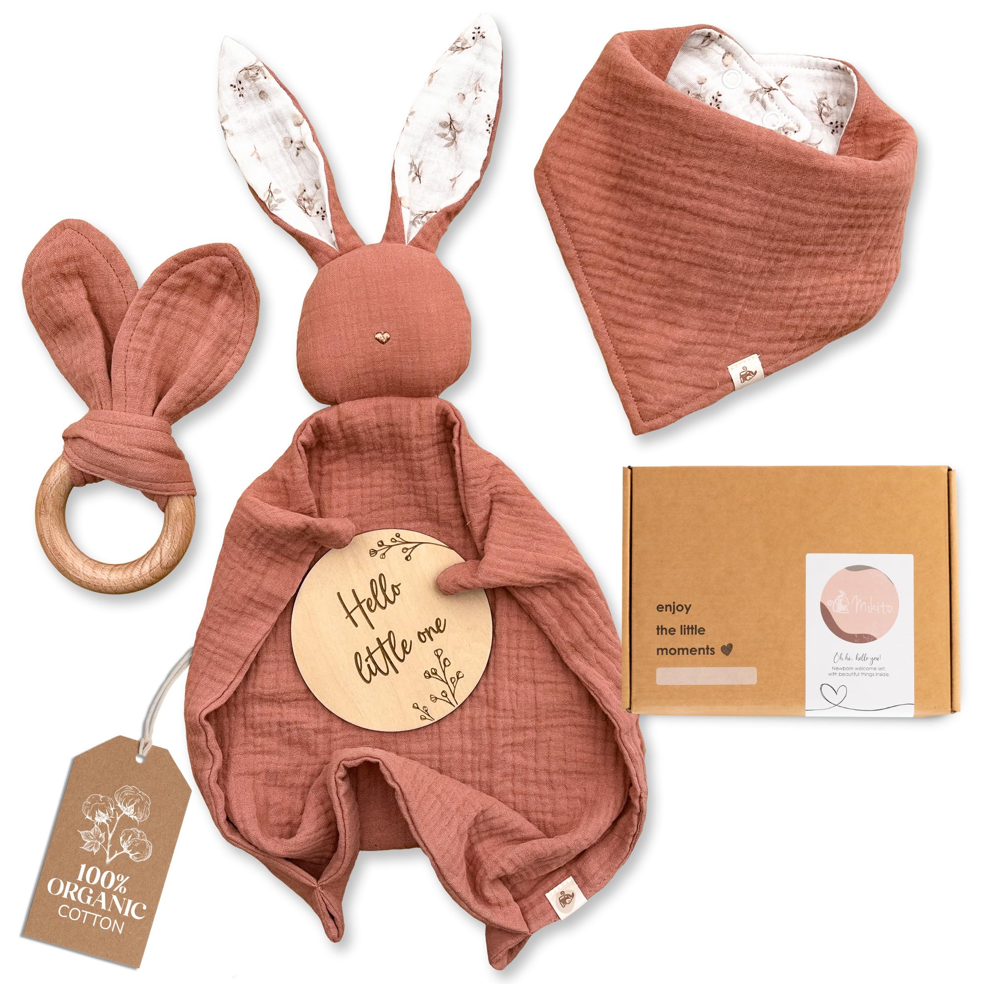 Organic Cotton Newborn Gifts Box, Unisex Loveys & Accessories incl