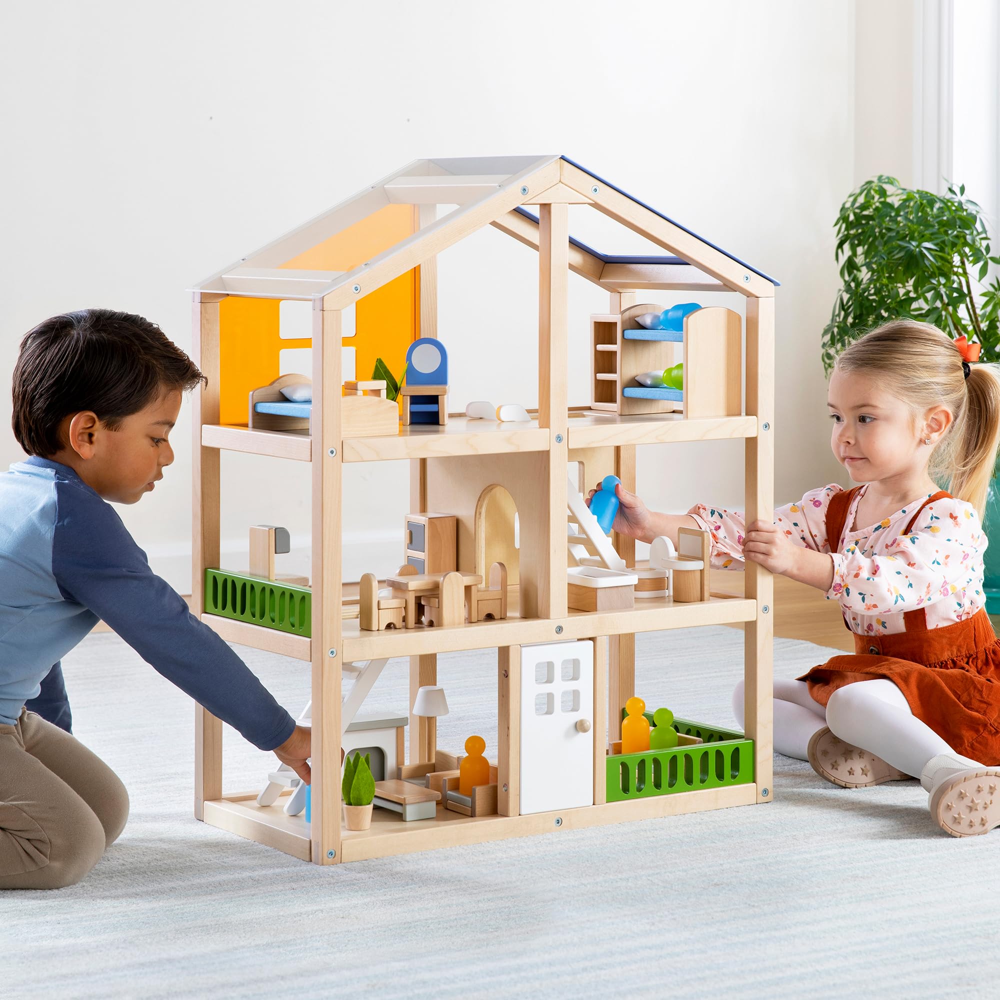 Modern Home Multi-Floor Dollhouse - Kids Educational Toy Play House, Large