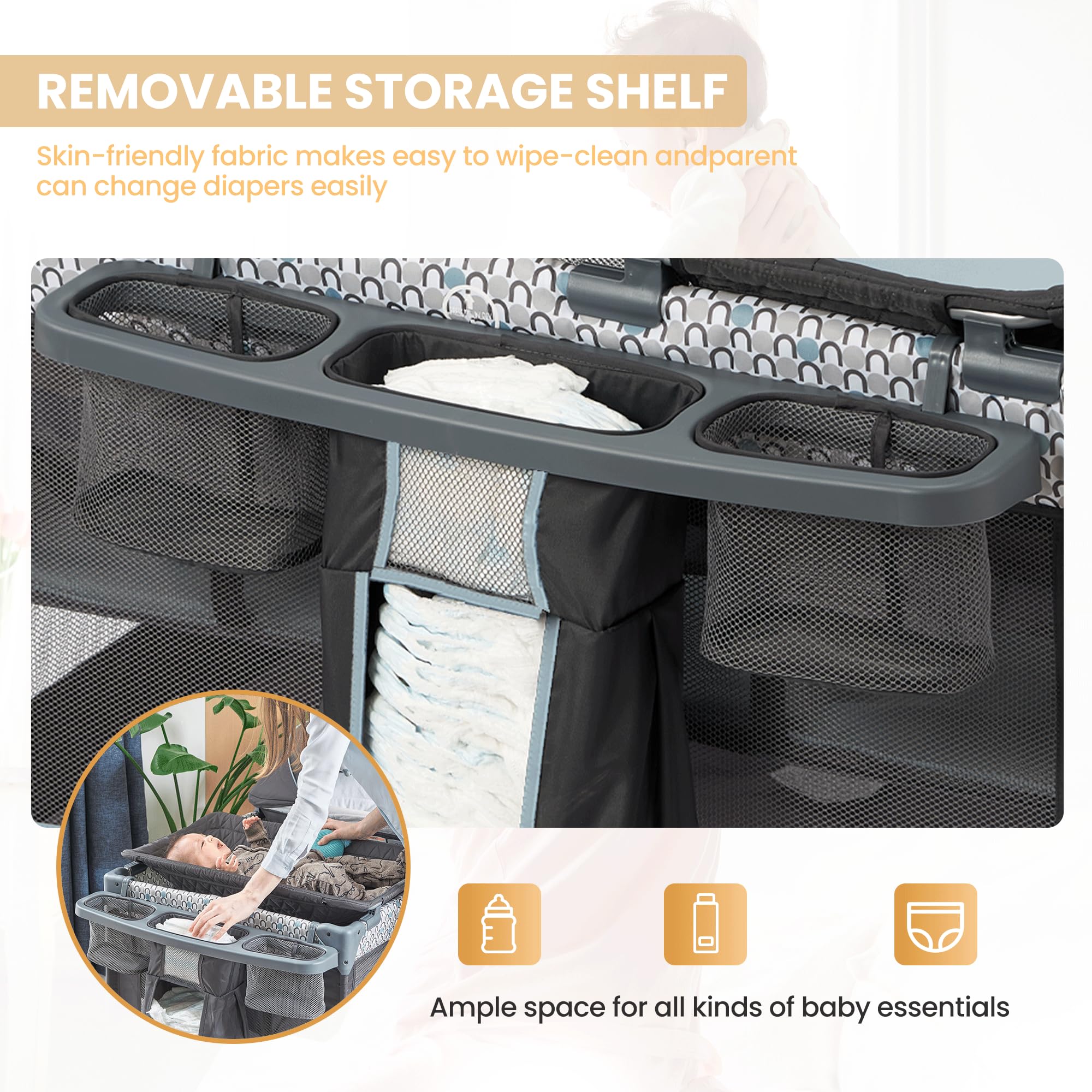 5-in-1 Pack and Play with Bassinet and Changing Table