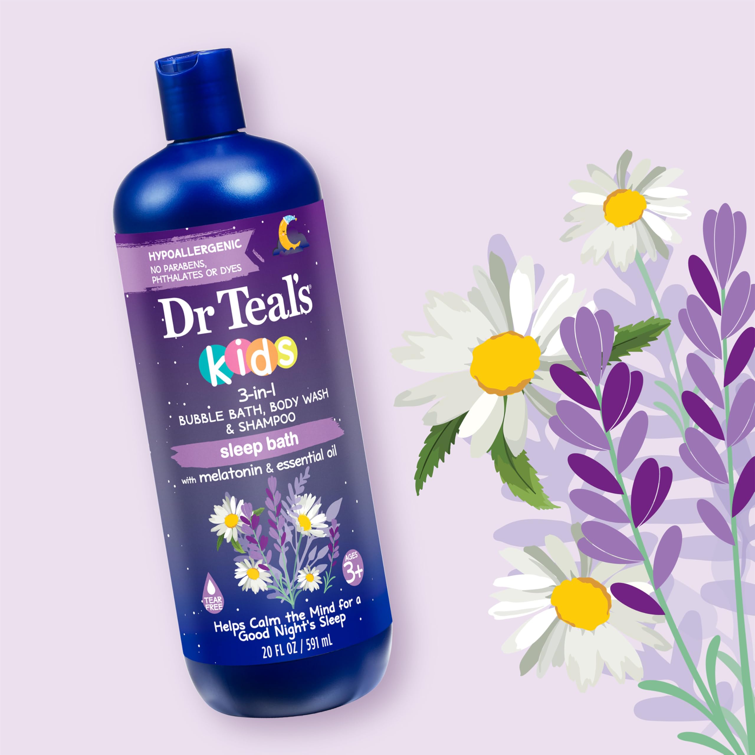 Kids 3-in-1 Sleep Bath: Bubble Bath, Body Wash & Shampoo