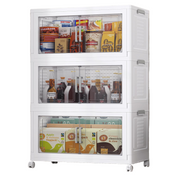 324 Qt Plastic Storage Bins with Lid, Doors & Wheels, 3Pack Extra Large Stackable