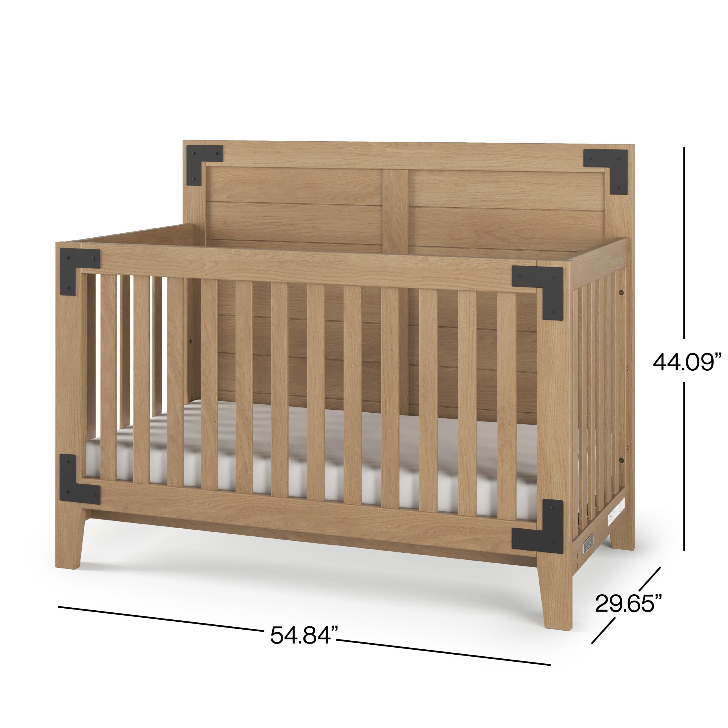 4-in-1 Convertible Baby Crib with Adjustable Mattress