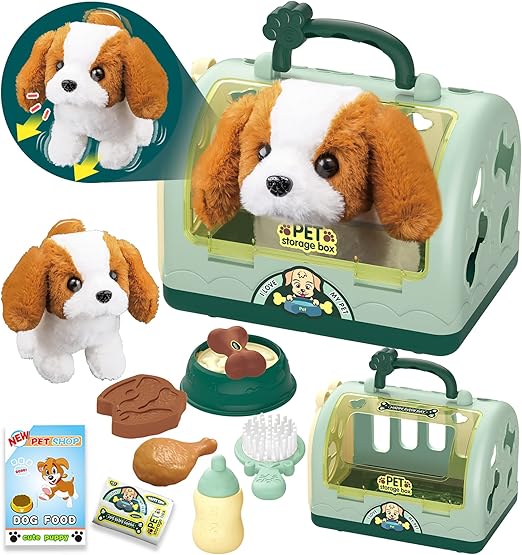 Care Play Set Robot Dog Toys for Kids 12Pcs Puppy Dog Toy Pet Walk