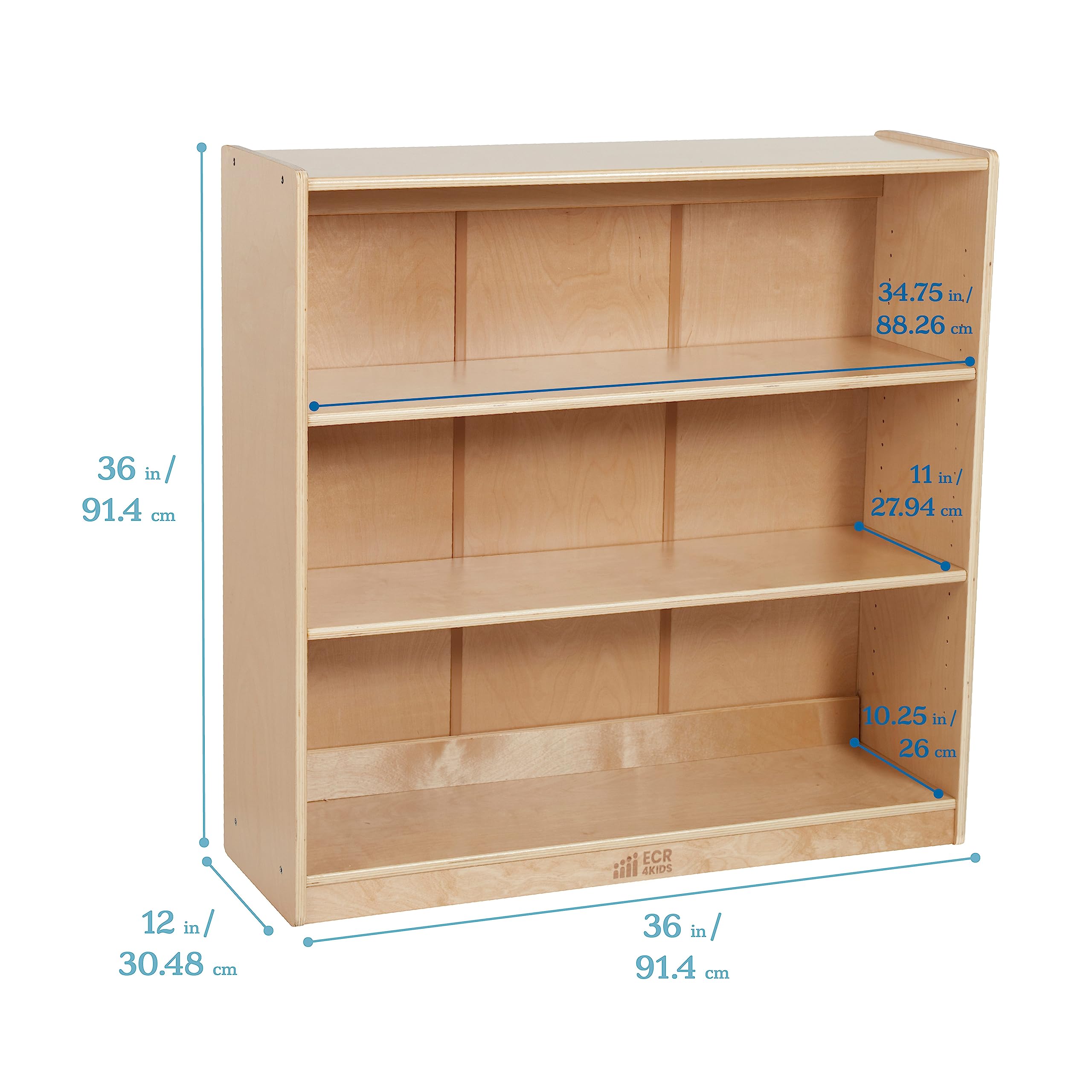Wooden Bookcase with Adjustable Shelves for Kids