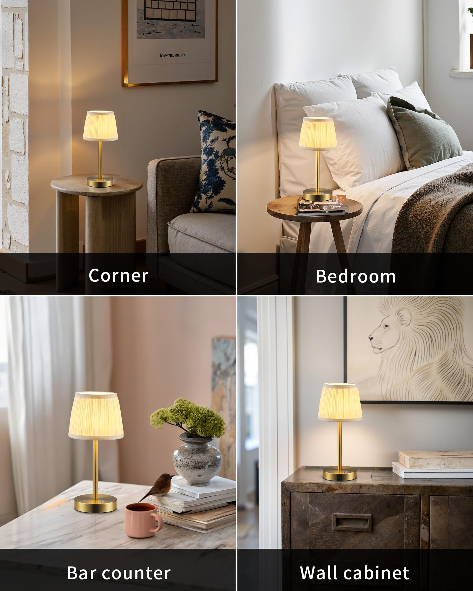 Cordless Rechargeable Table Lamps with Dimmable LED - 2 Pack
