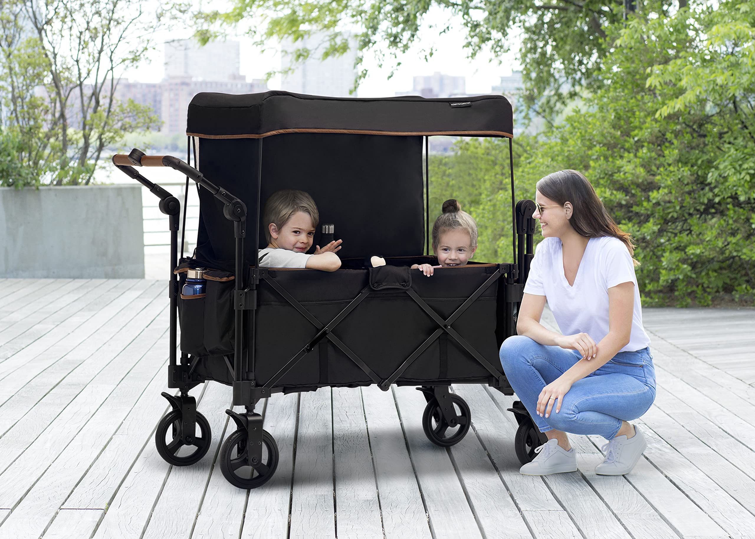 Hercules Stroller Wagon for 2 Kids Versatile Stroller Wagon with Canopy, Push/Pull Handles