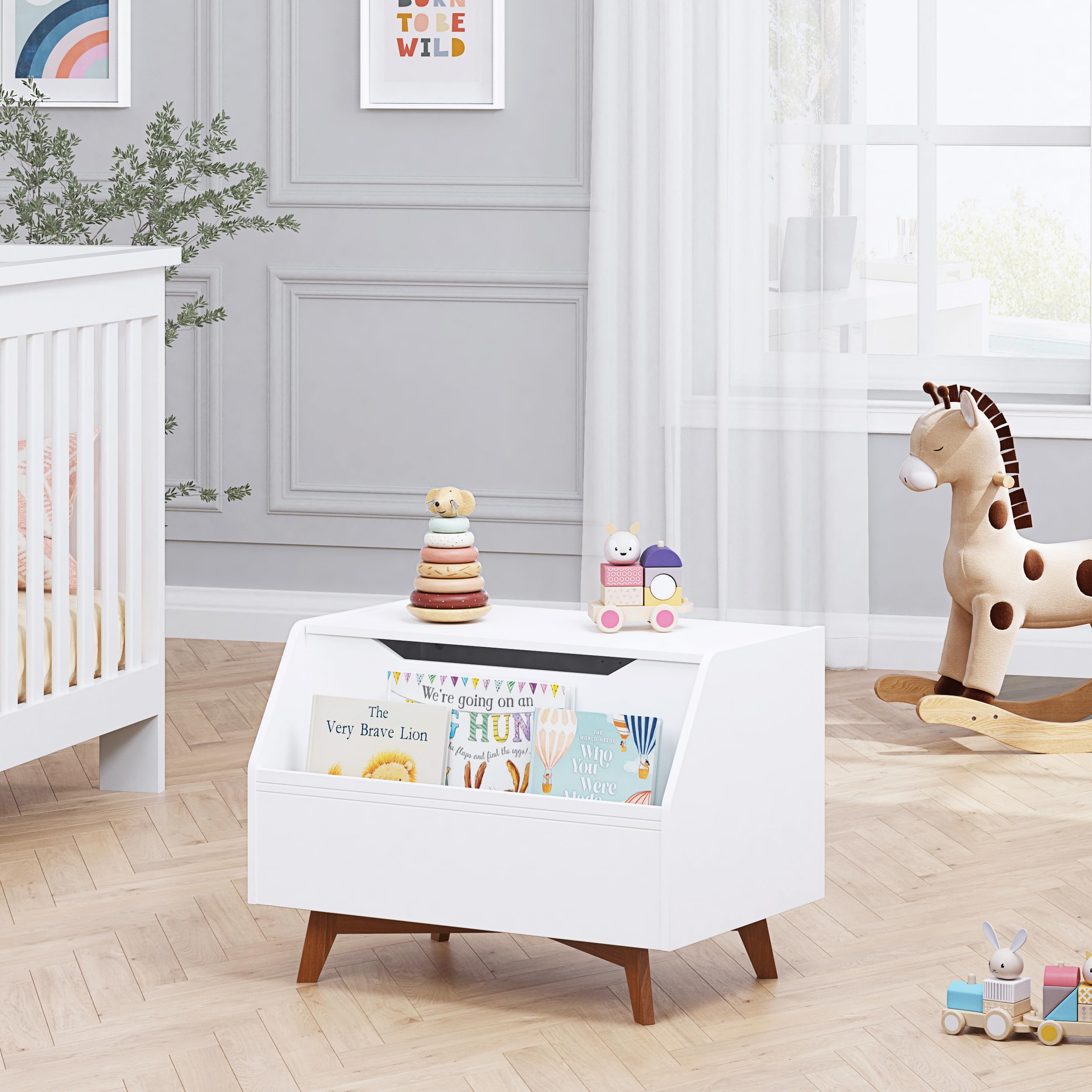 Kids Toy Box, Wooden Toy Chest, Kids Storage Organizer Bench